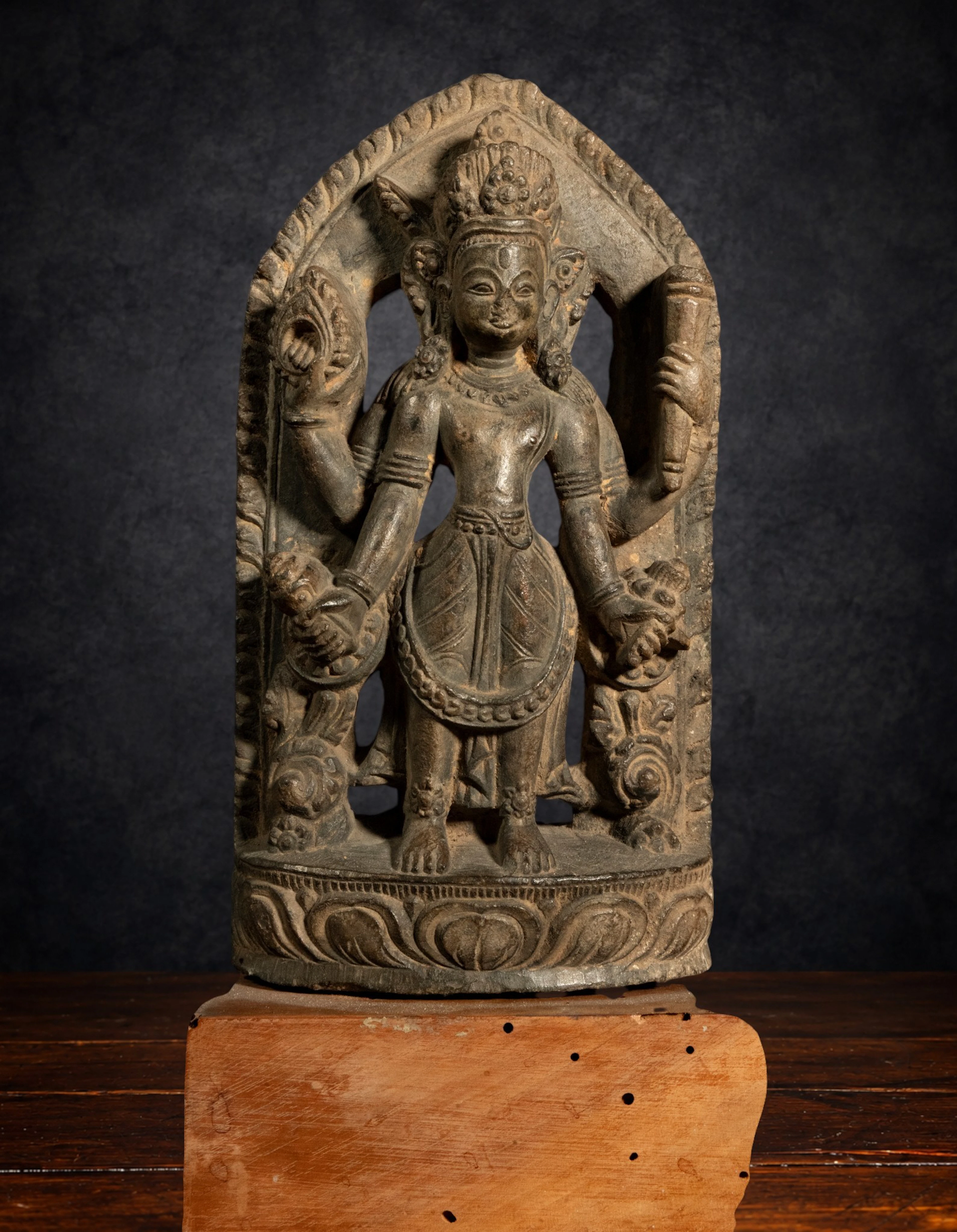 Very Ancient Goddess Vishnu Nepal in stone