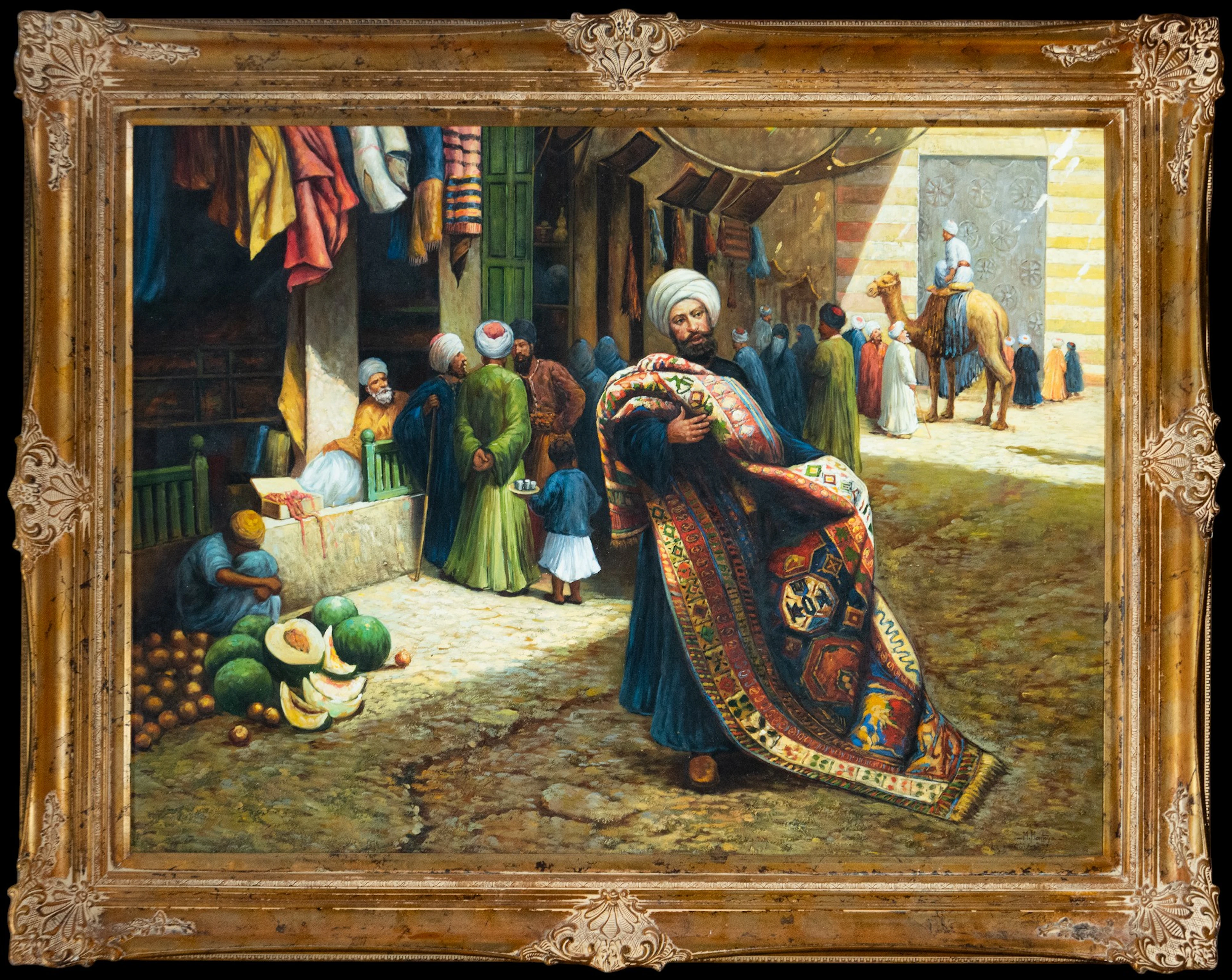 Orientalist Zoco, Mariano Montoya. 20th-century Spanish School