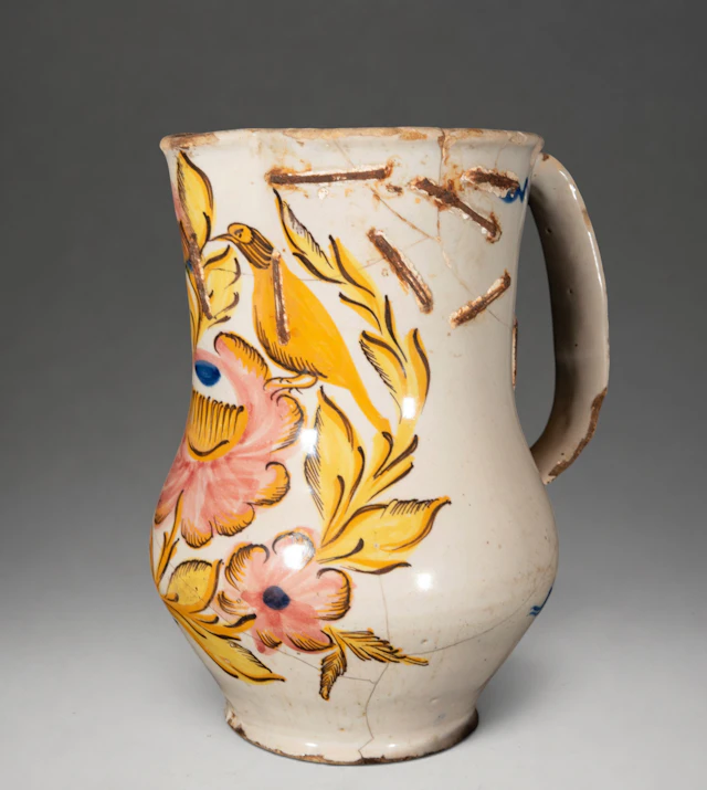 MANISES CERAMICS - Ceramic jug with polychrome floral decoration