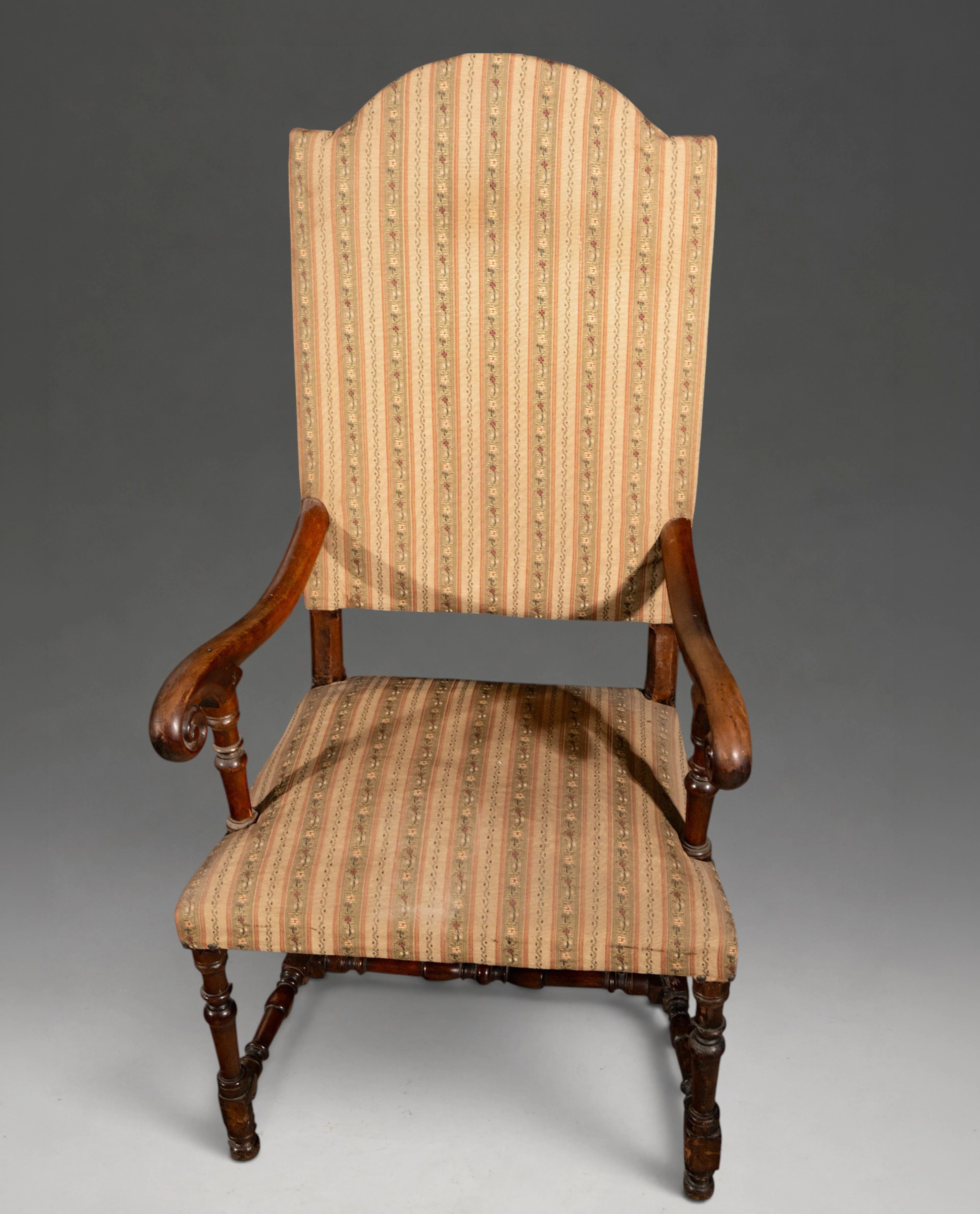 Upholstered walnut armchair – 17th century