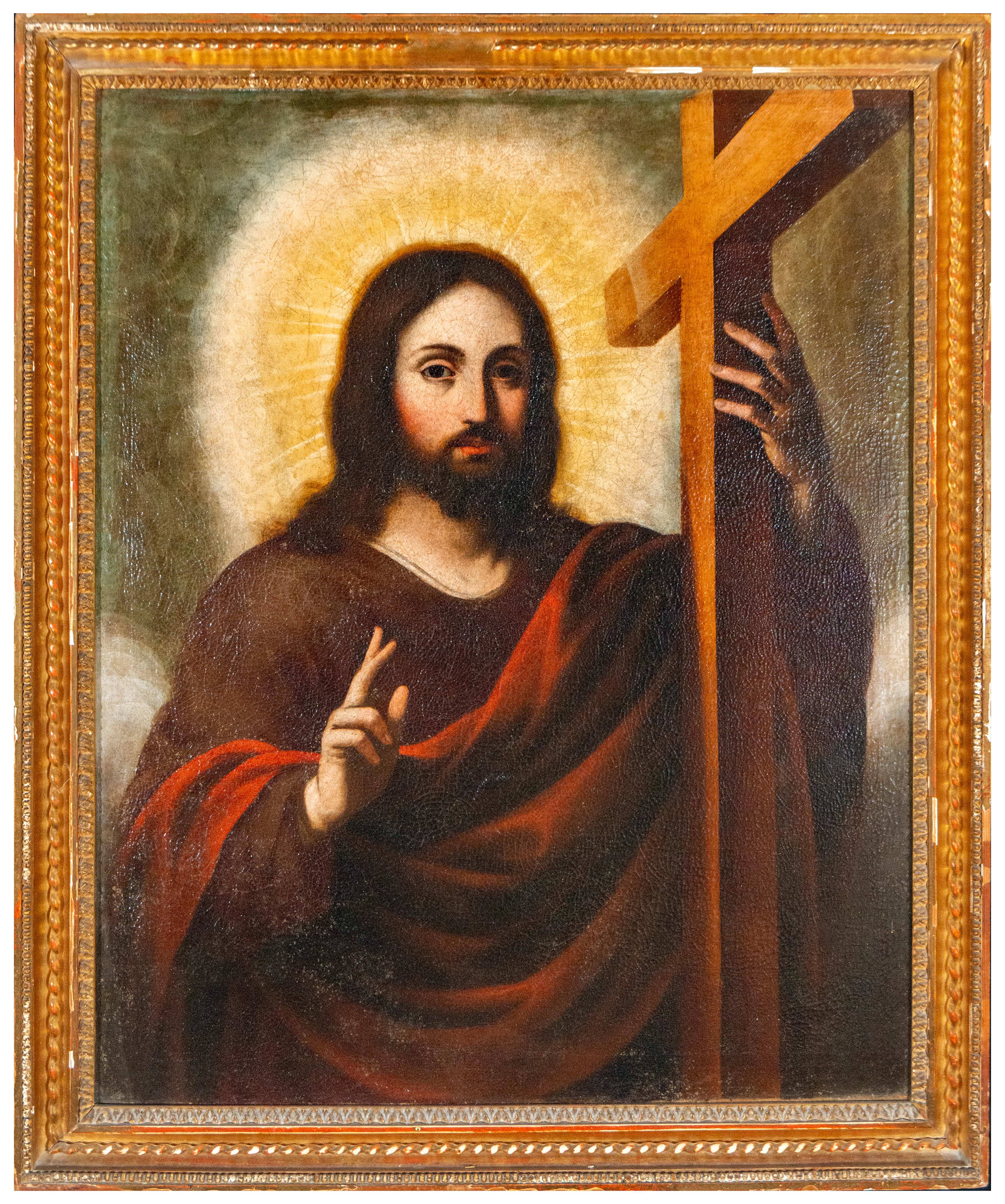 Christ the Savior with the Cross Blessing – Workshop of Murillo – 17th Century