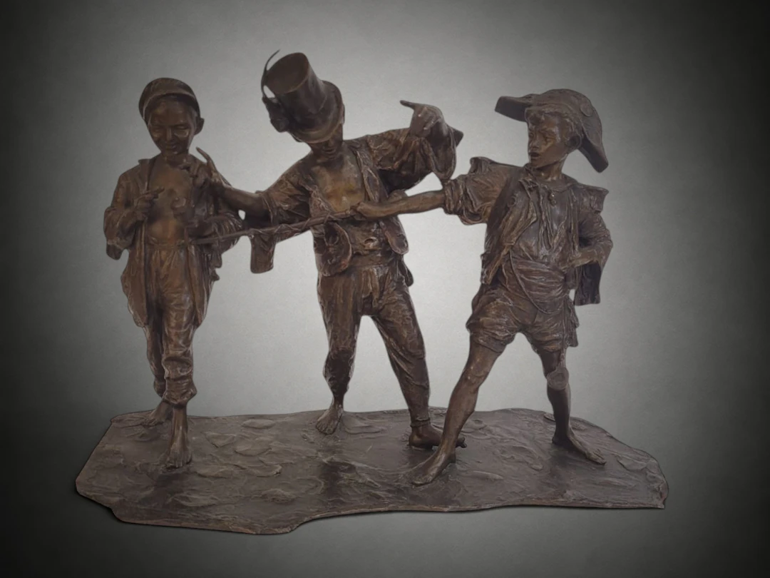 SCULPTURE “THE CHILDREN'S CONCERT”, PATINATED BRONZE, FRANCESCO DE