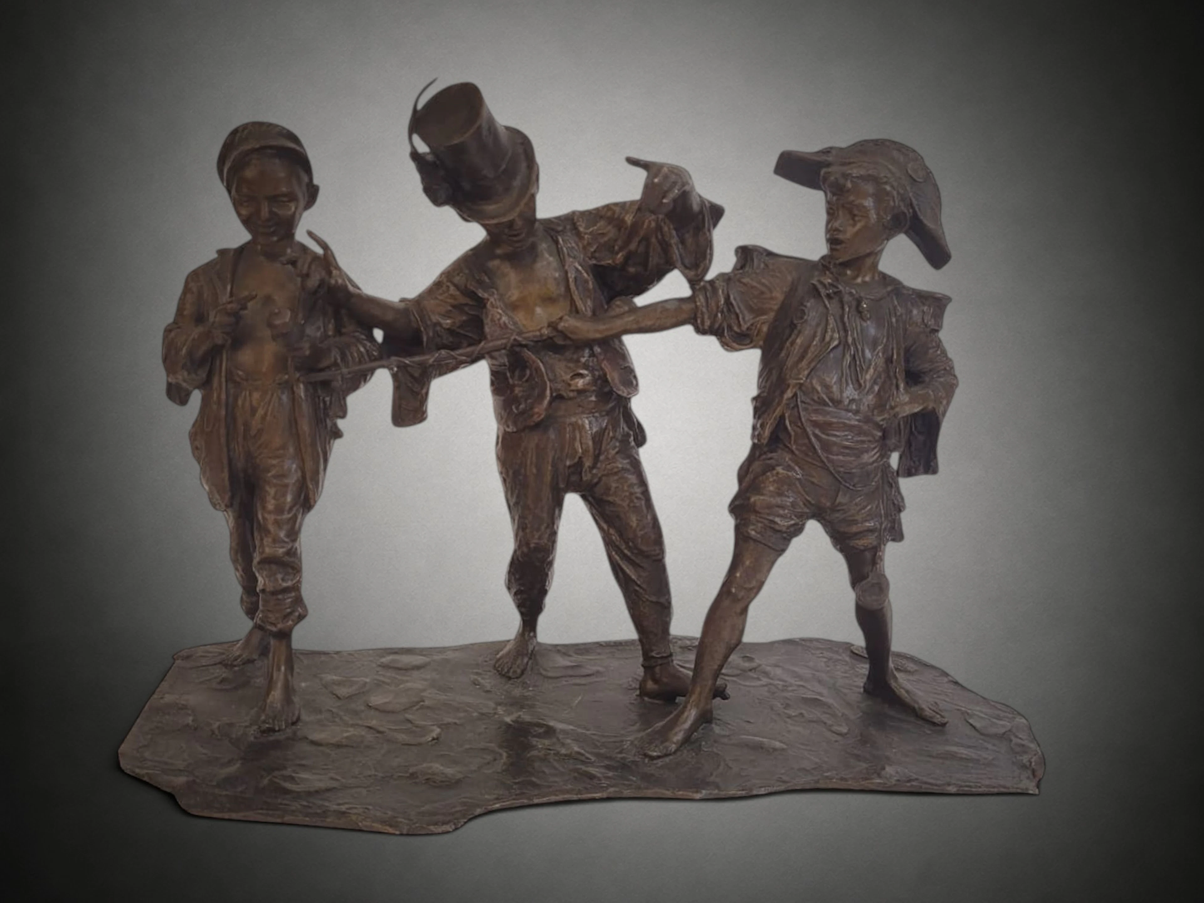 SCULPTURE “THE CHILDREN'S CONCERT”, PATINATED BRONZE, FRANCESCO DE