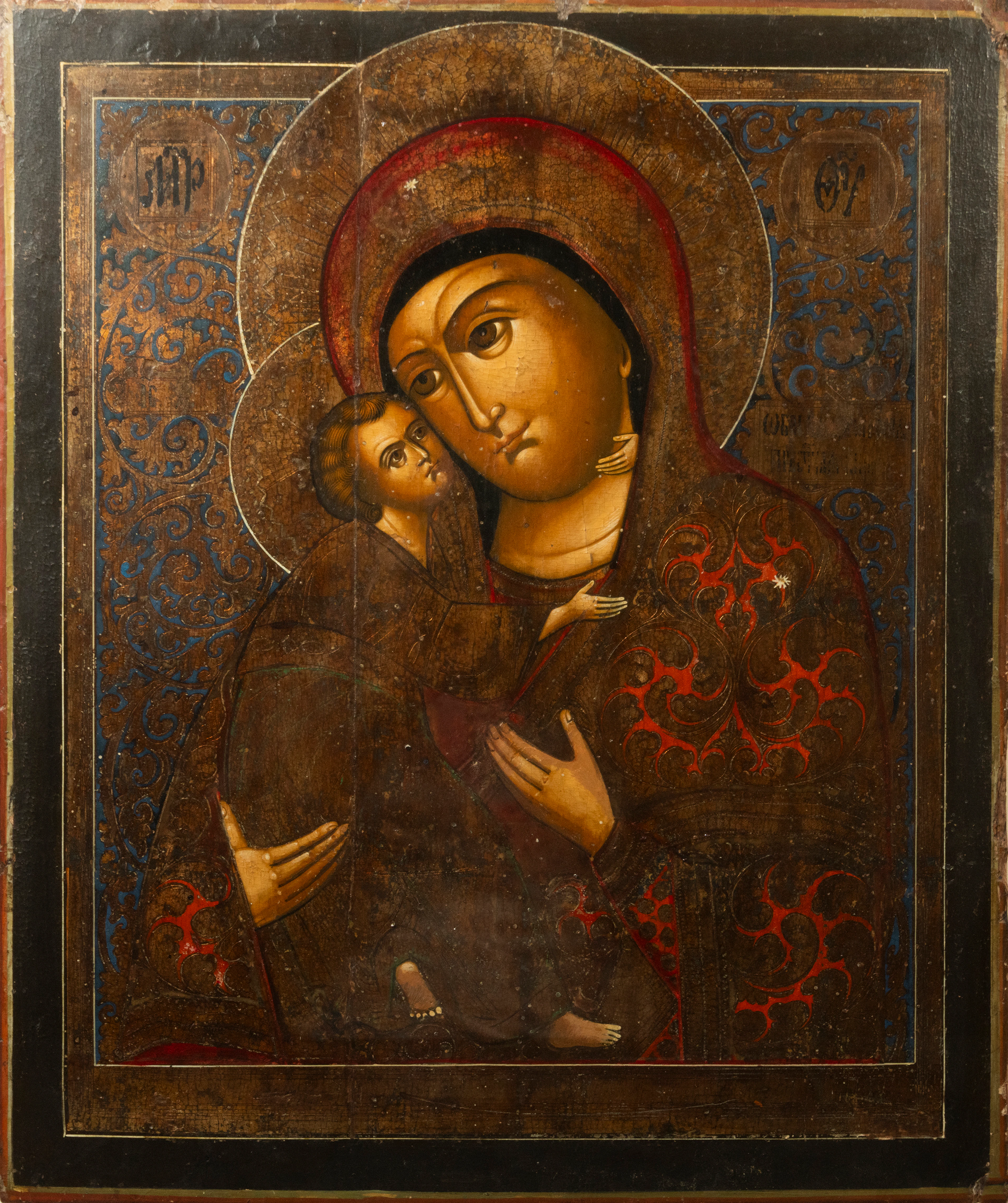 Antiguo y Grande Icono Griego Ortodoxo de Madonna...