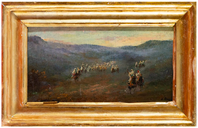 Landscape with Horsemen – Orientalist School – 19th Century