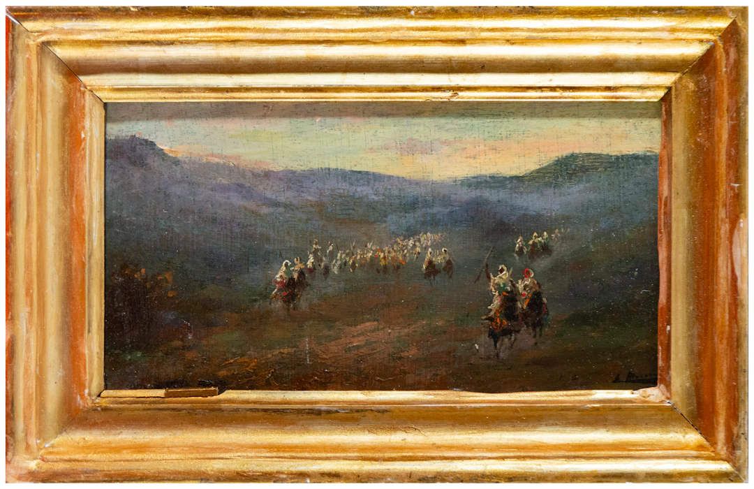 Landscape with Horsemen – Orientalist School – 19th Century