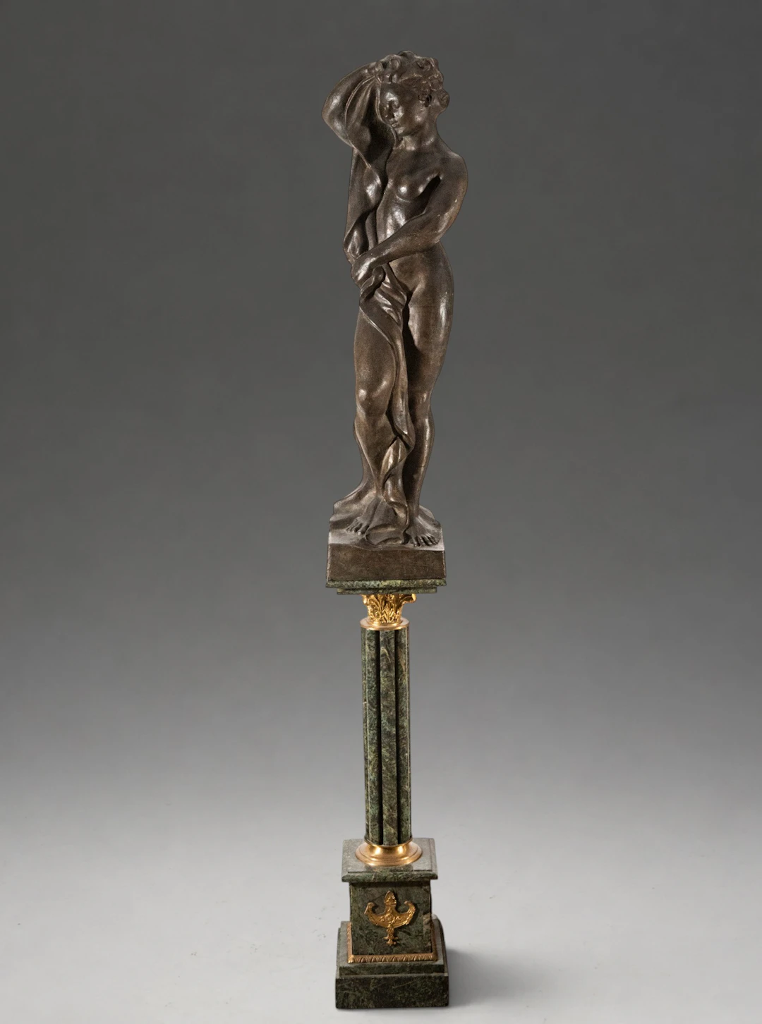 Female nude with cloth on column – French School – 19th century