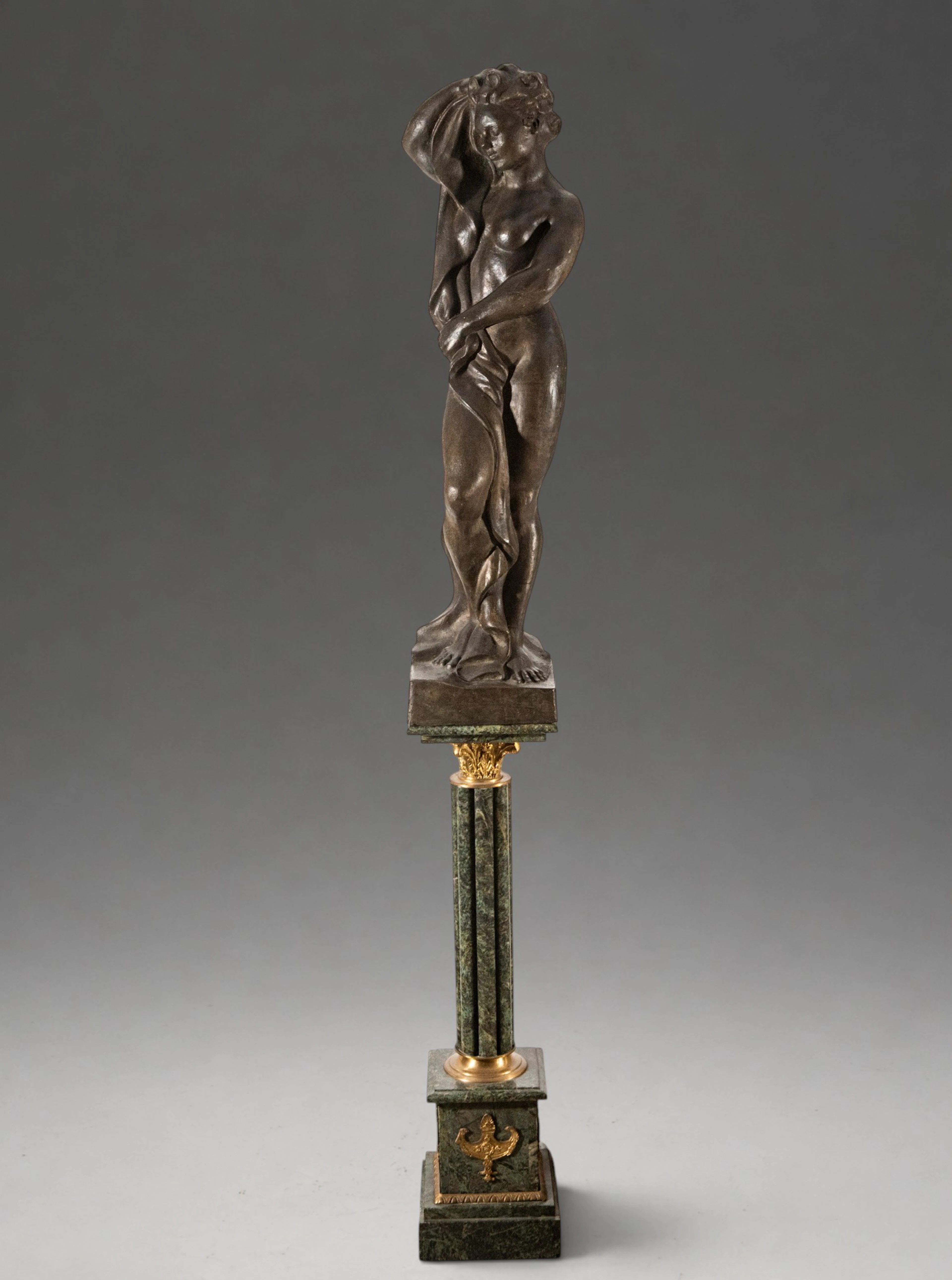 Female nude with cloth on column – French School – 19th century