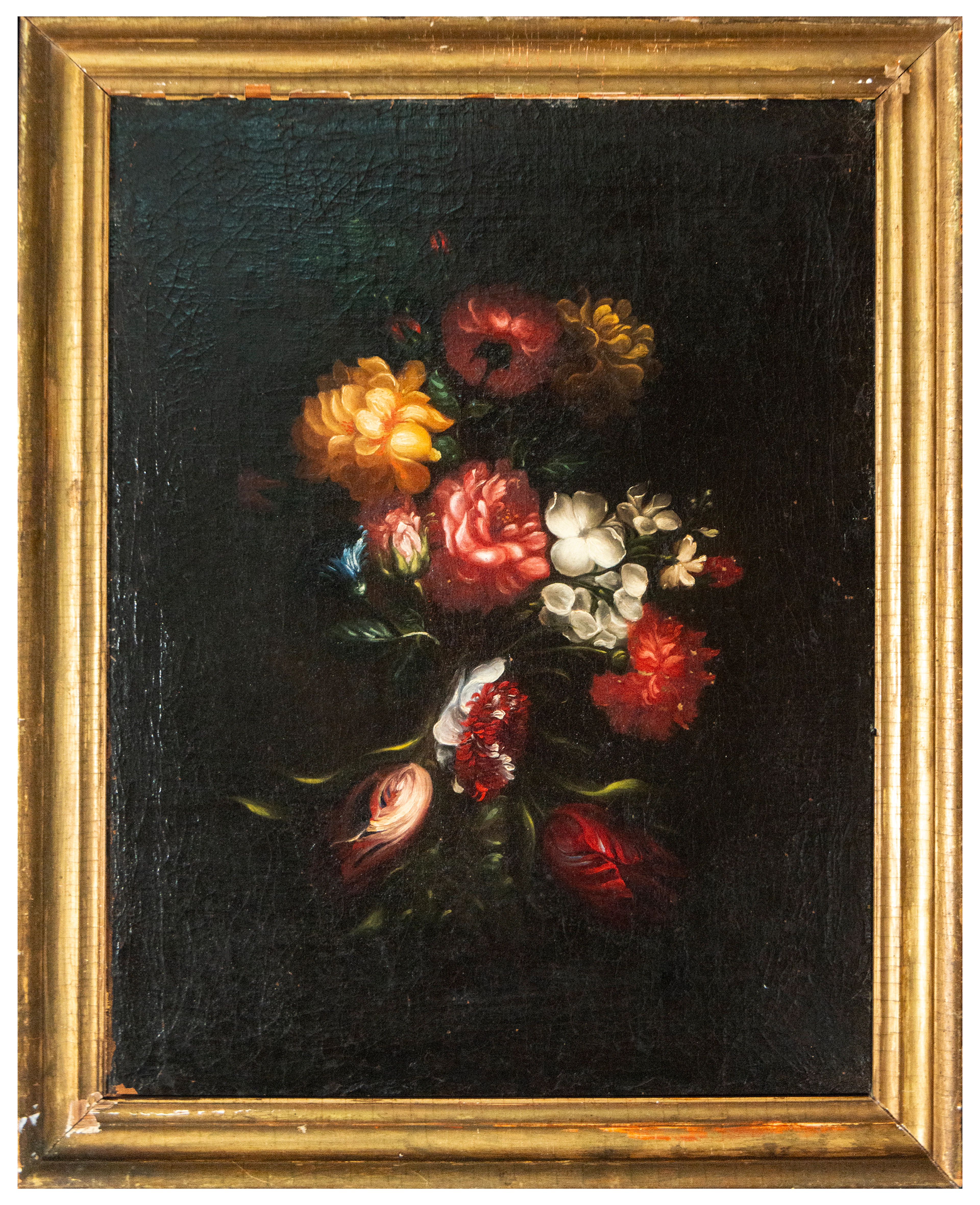 Still life of flowers on a dark background – Flemish School – early
