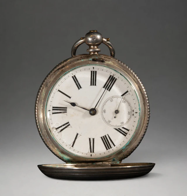 Pocket watch with hinged cover and Roman numeral dial