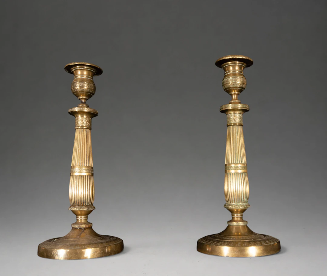 Elegant Napoleon I Empire candelabras in ormolu bronze circa 1800-1810