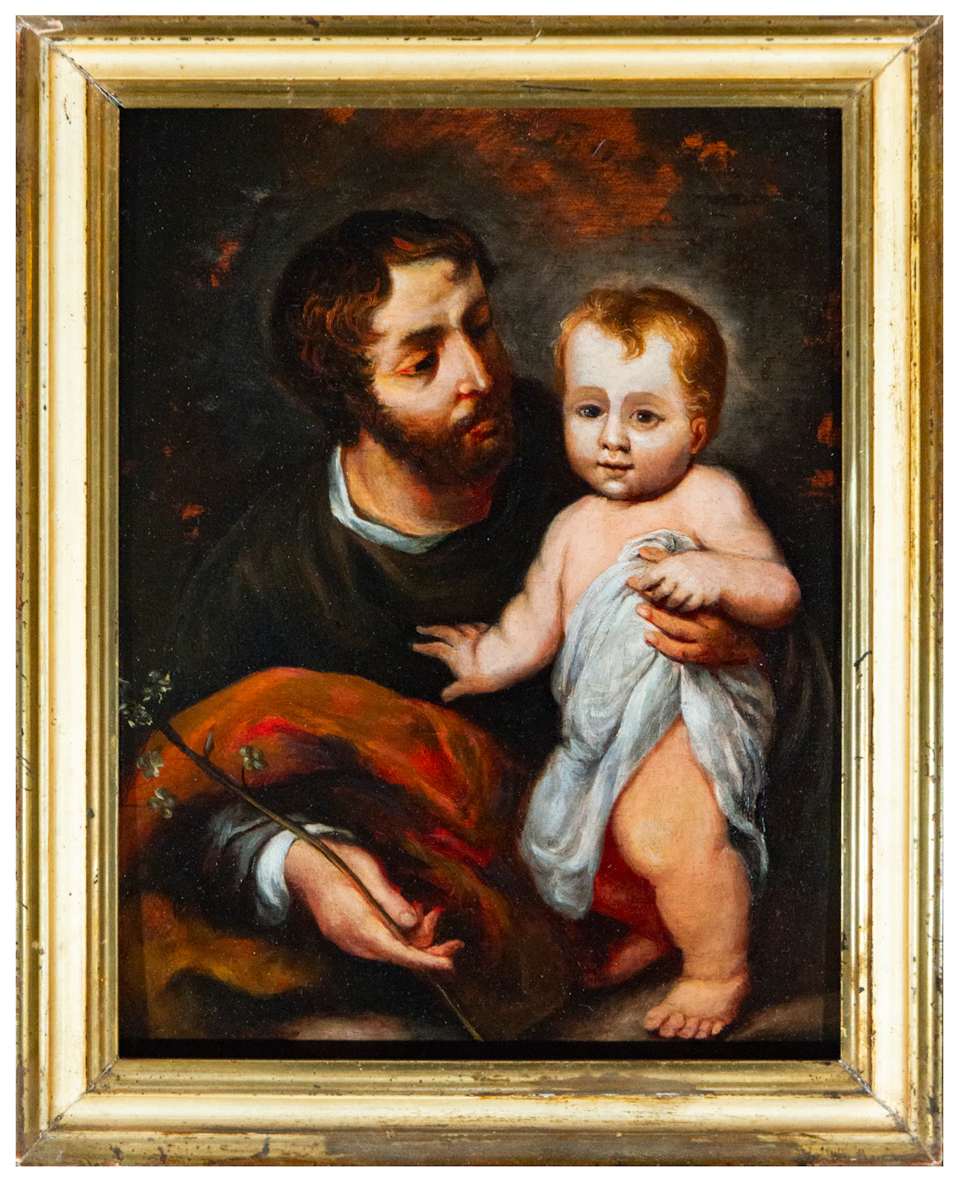 Saint Joseph with the Child – Murillo or his Workshop – Spanish School