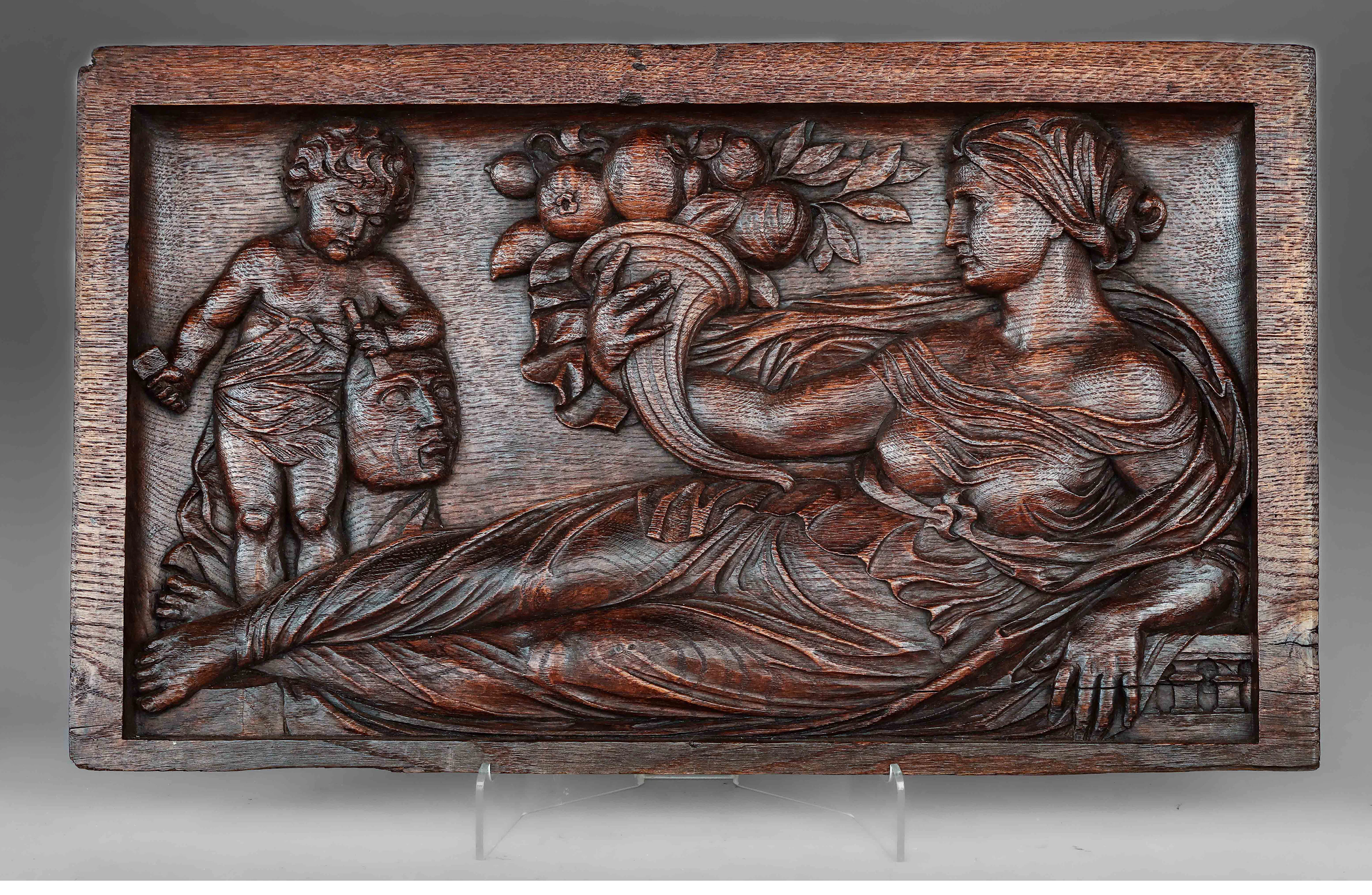 Exceptional bas-relief panel depicting the allegory of Vanity, Louis