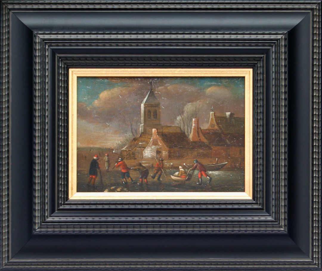 18TH CENTURY FLEMISH SCHOOL - Ice skating scene on a lake