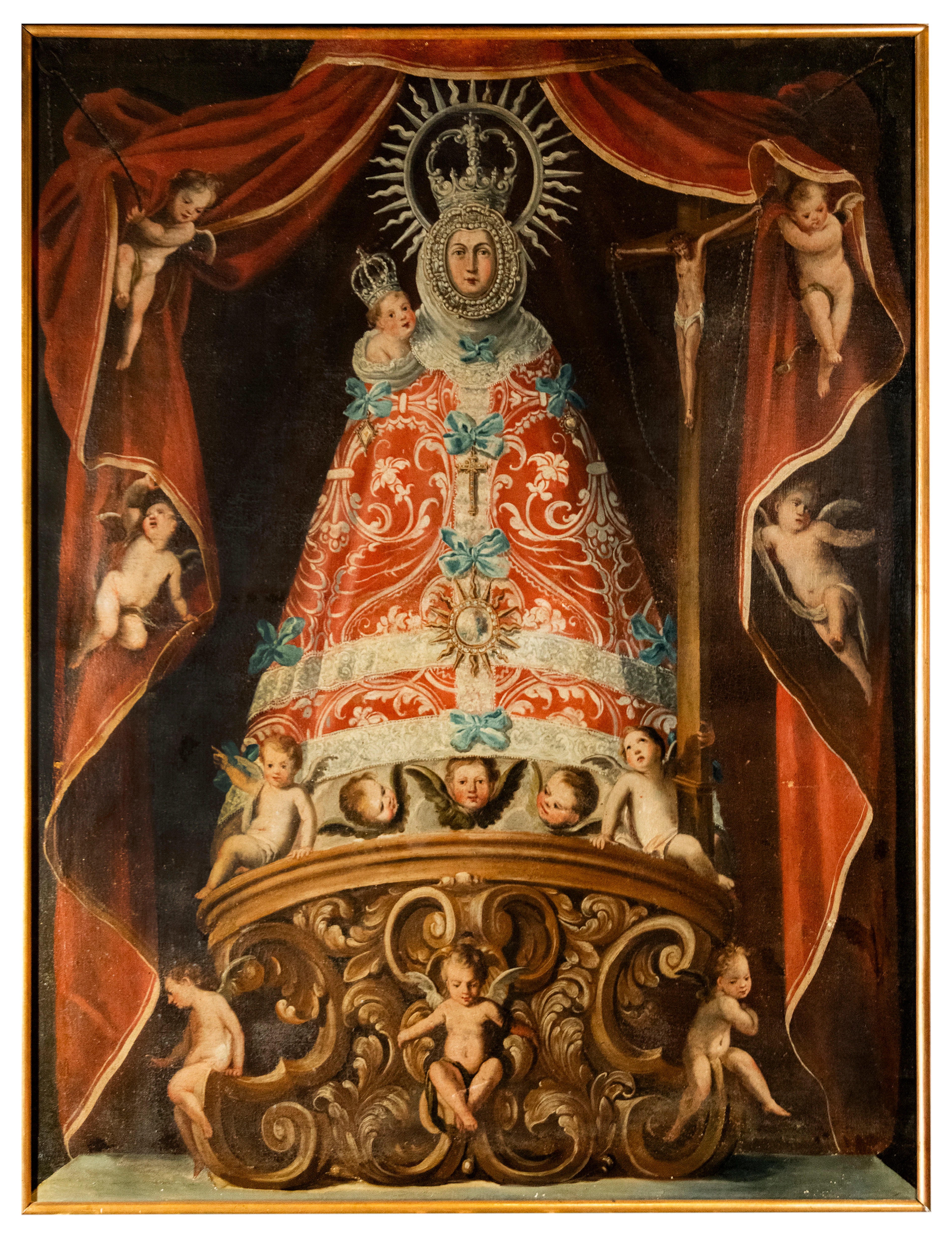 LARGE AND DECORATIVE COLONIAL VIRGIN OF LA CARIDAD - SPANISH COLONIAL