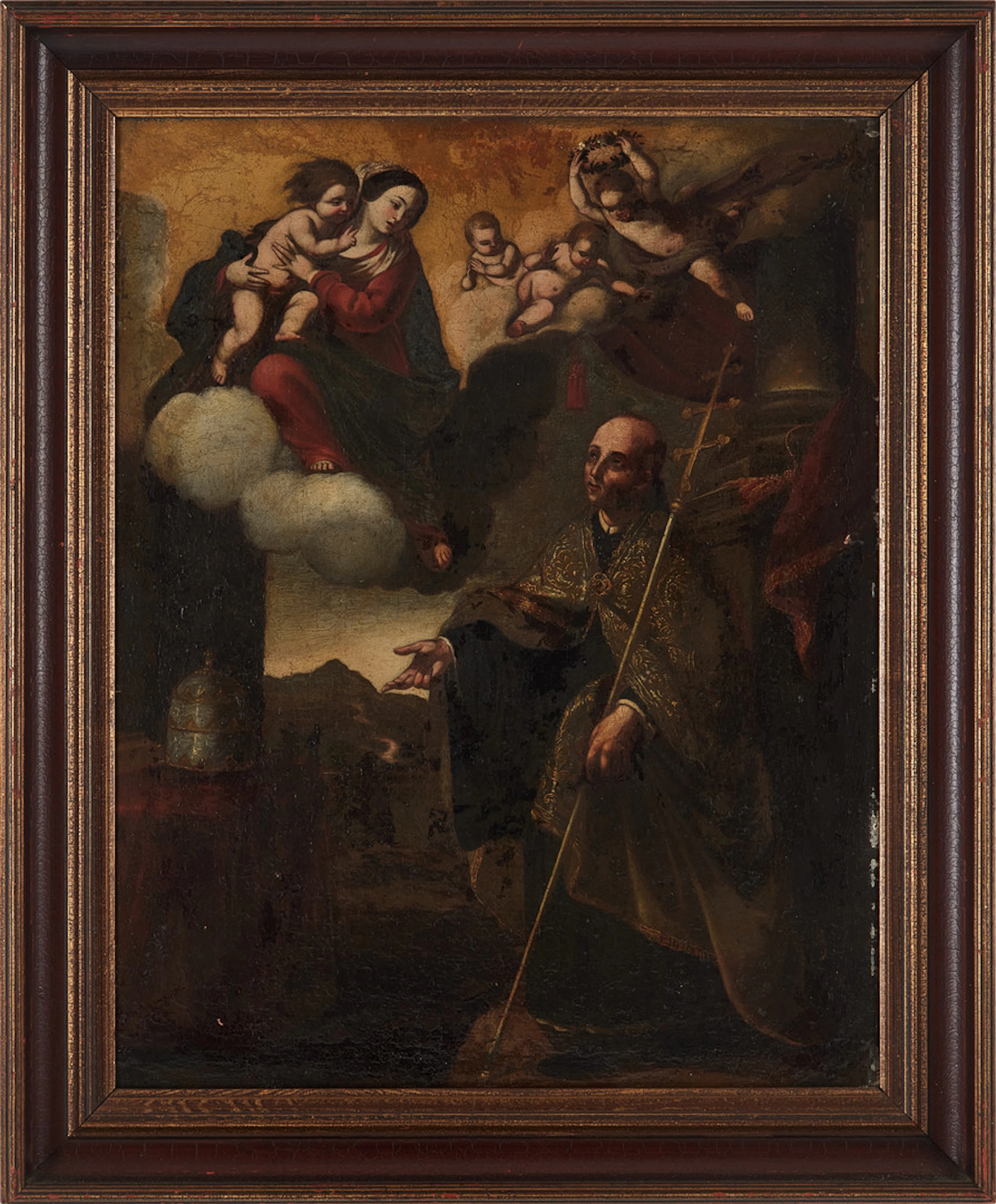 18th Century Italian School - Portrait of the Pope with the Virgin
