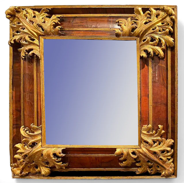 Important Baroque mirror - Italy, late 18th century. 88 x 78 cm.