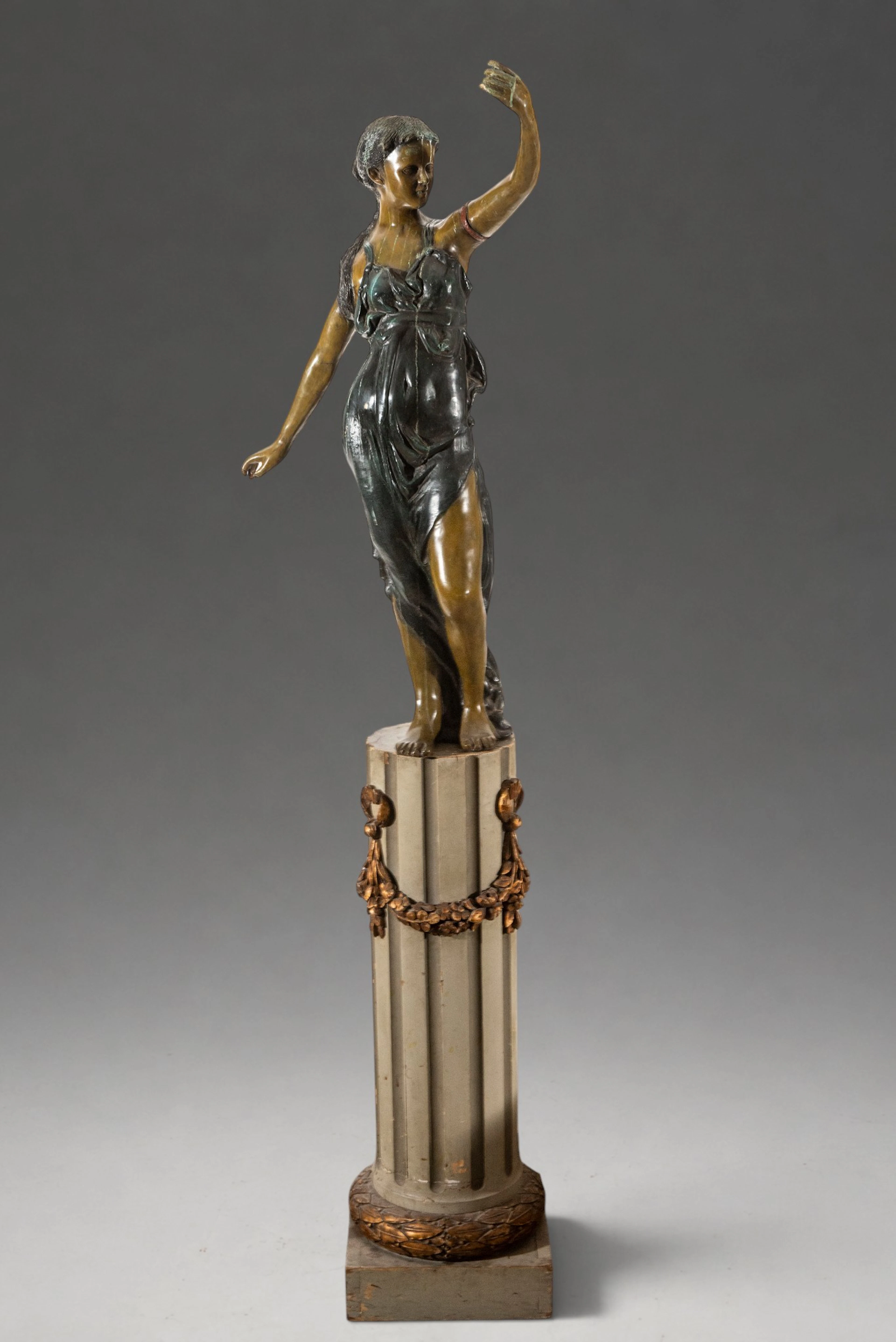 Classical female figure with raised arm – French School – 19th century