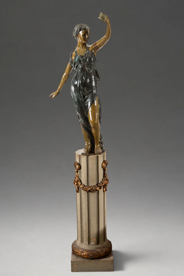 Classical female figure with raised arm – French School – 19th century