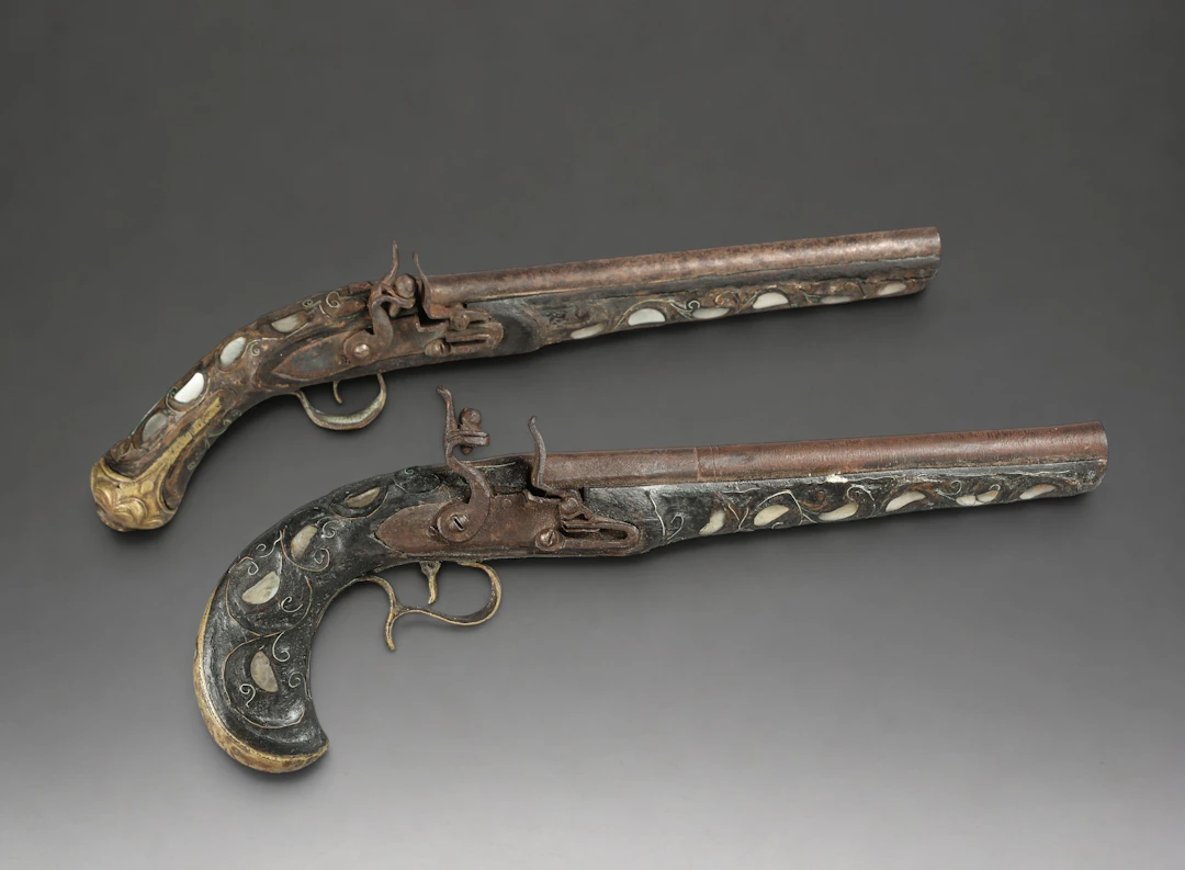 Pair of South Sea Corsair Pistols, Ceylon, 18th century