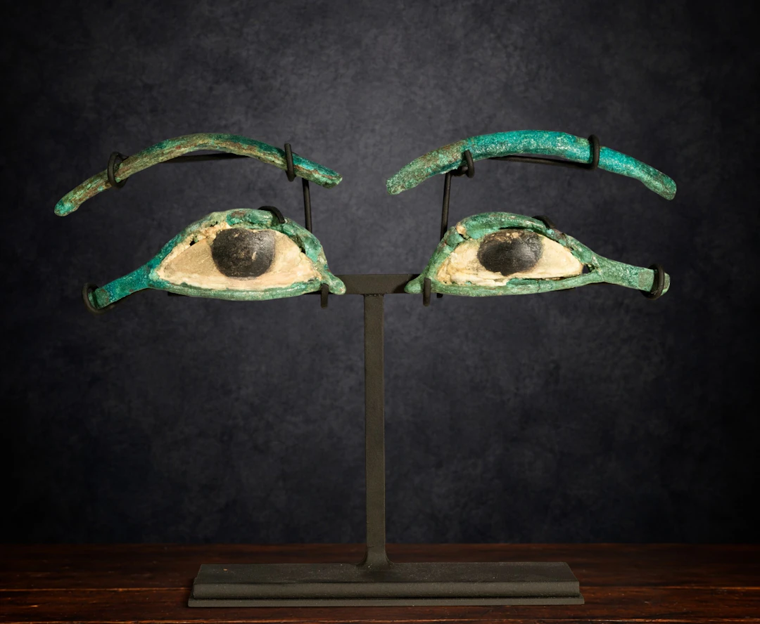 Rare Pair of Egyptian Sarcophagus Eyes - Late Period (722 - 332 BC)