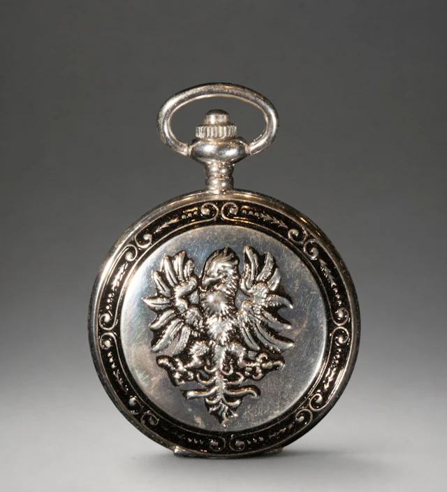 Pocket watch with embossed floral decoration lid