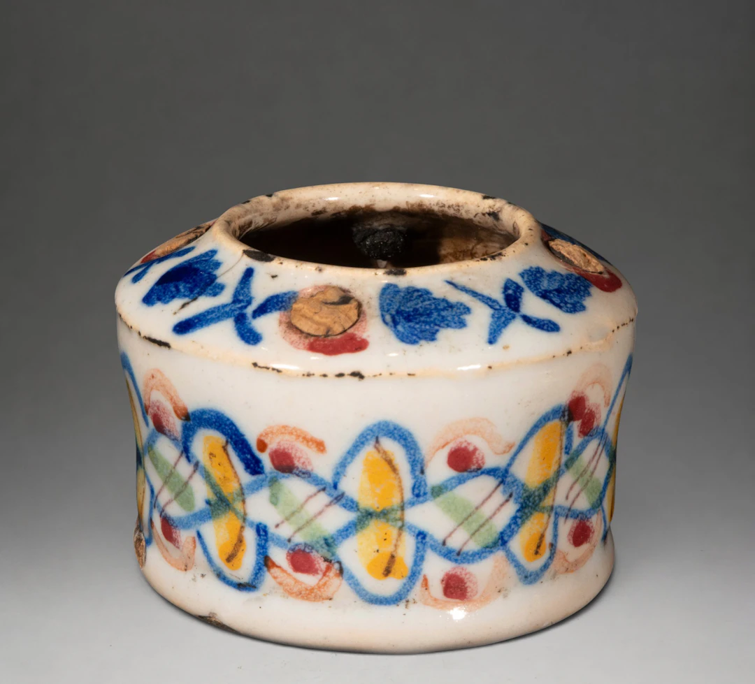MANISES CERAMICS - Small jar with polychrome geometric and floral decoration