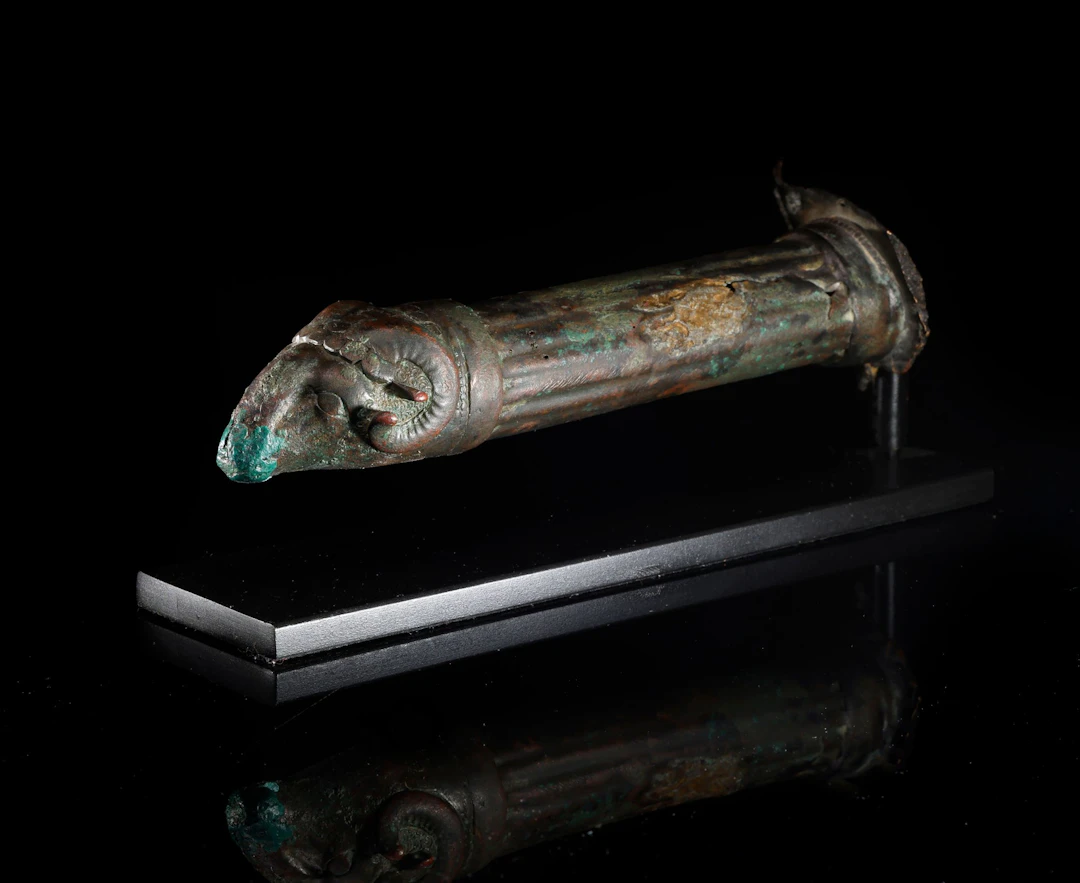 Exceptional Roman Bronze Bed or Altar Topper of a Deity, 1st Century BC
