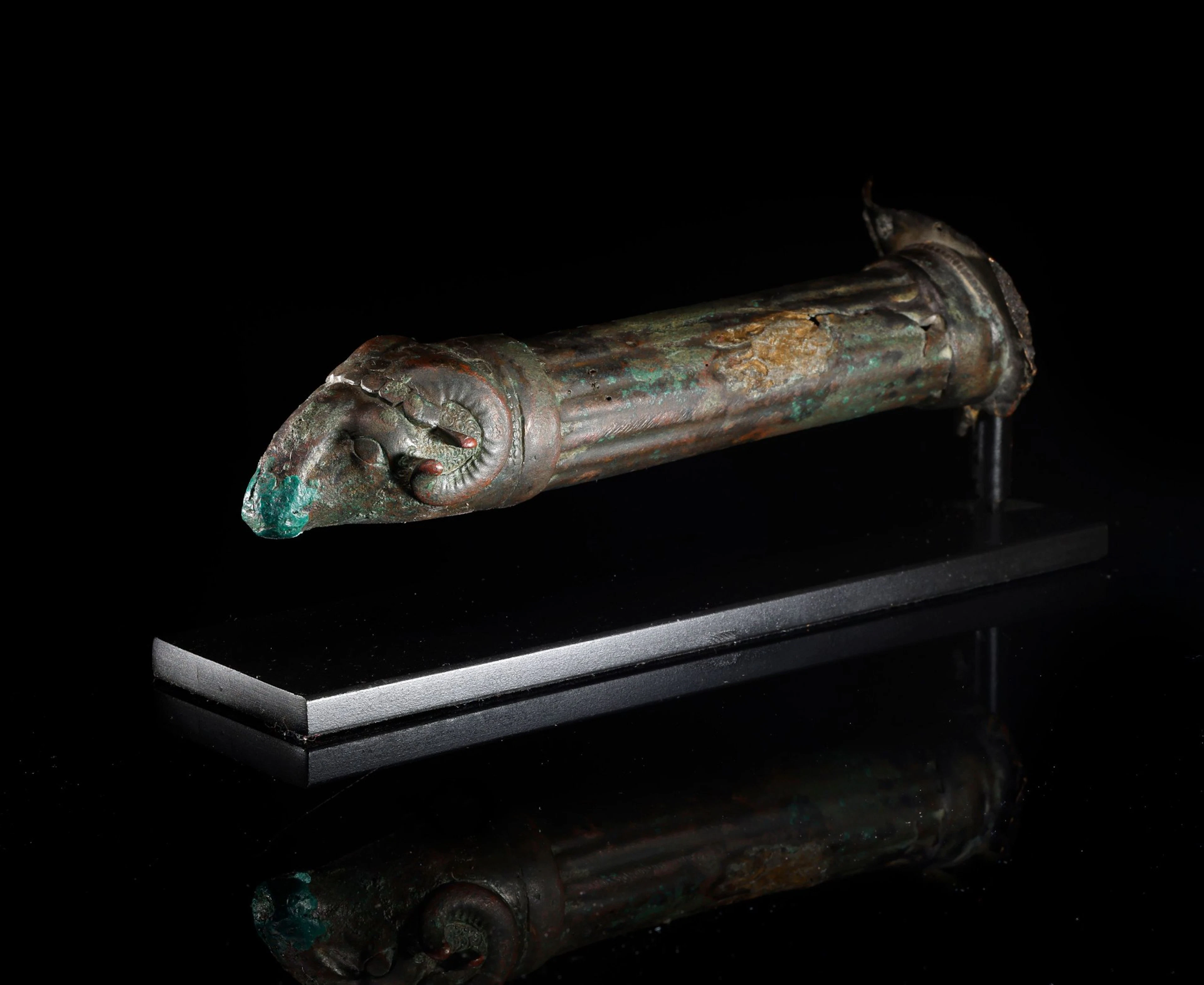 Exceptional Roman Bronze Bed or Altar Topper of a Deity, 1st Century BC