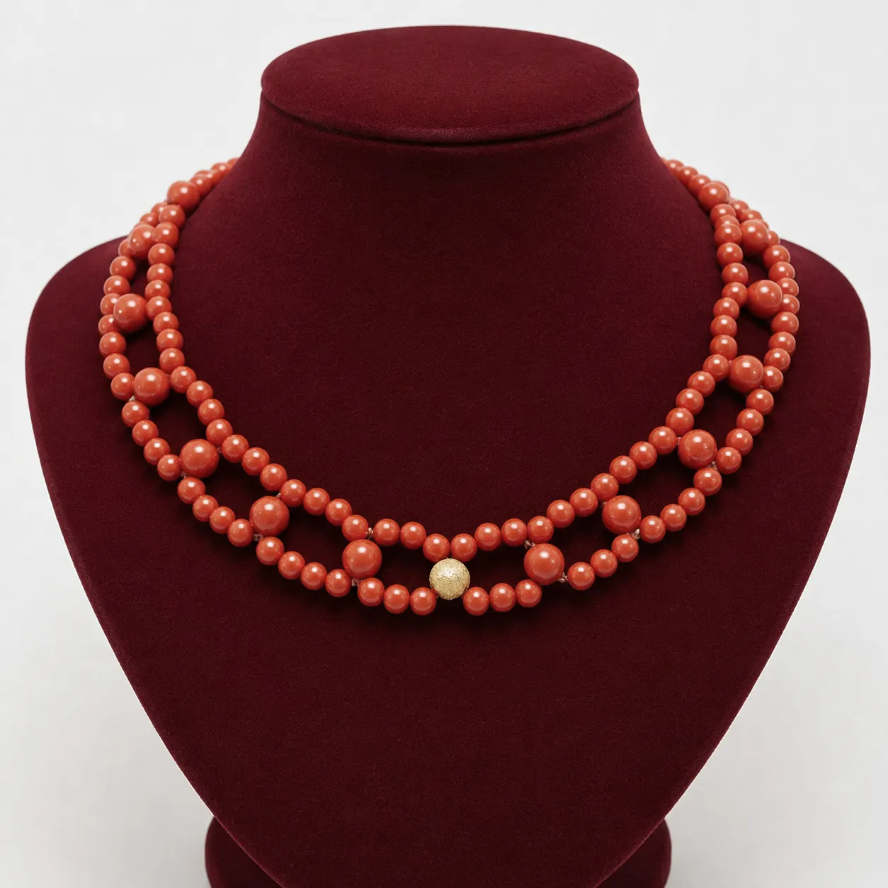 Vintage choker made of natural red coral from Torre del Greco