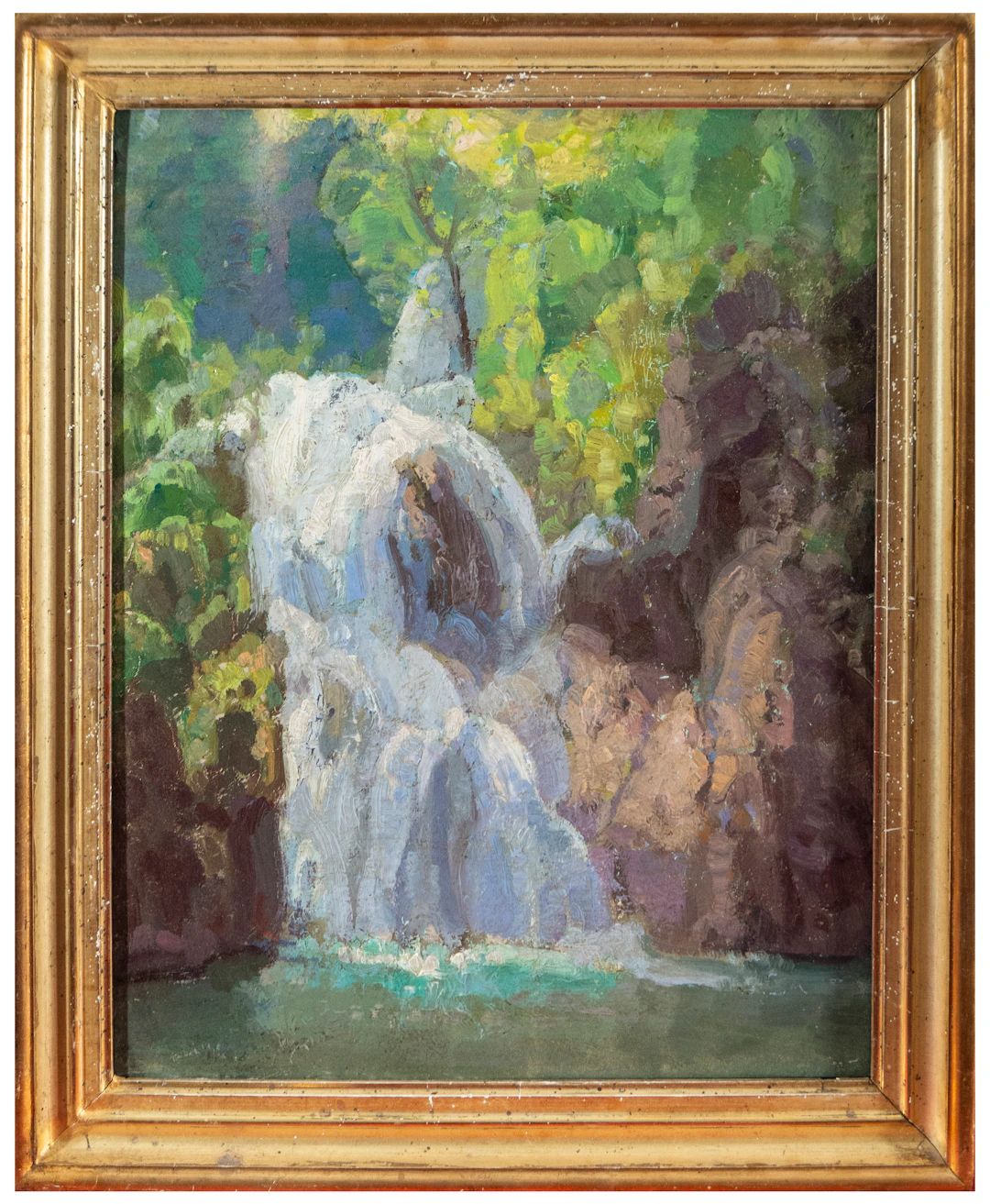 Landscape with waterfall – Spanish School – 20th century