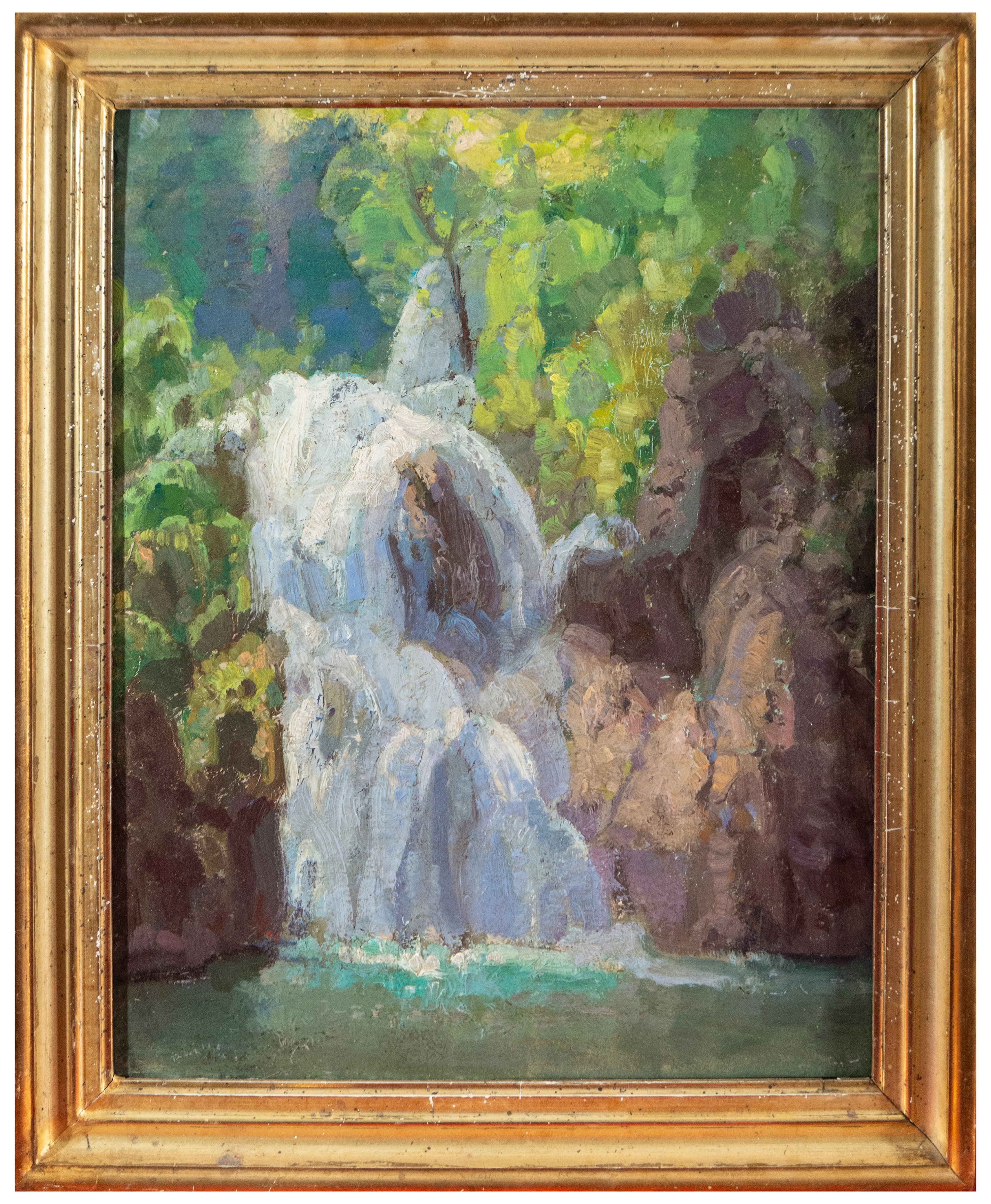 Landscape with waterfall – Spanish School – 20th century