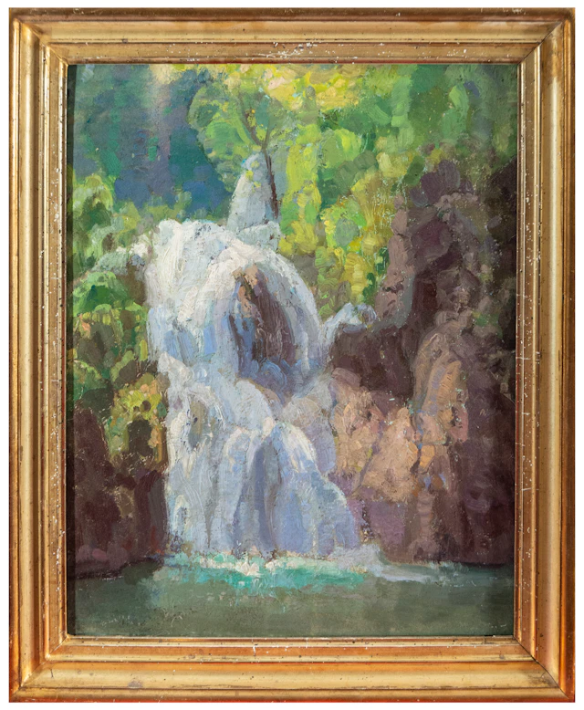 Landscape with waterfall – Spanish School – 20th century
