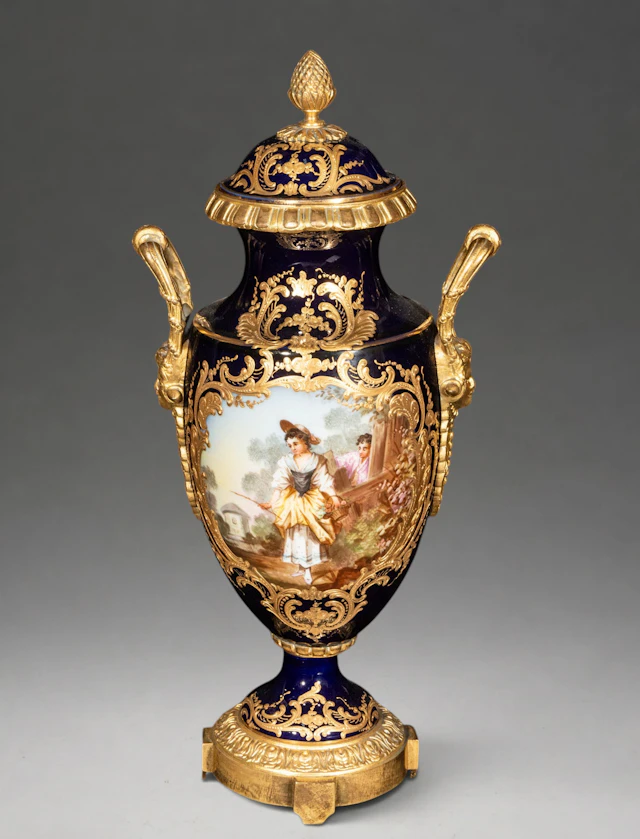 Cobalt blue porcelain vase – French School, Sèvres style – 20th century