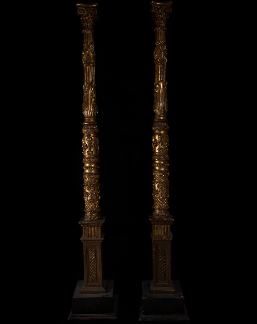 Important pair of large Italian Baroque Palace Columns, Rome 17th