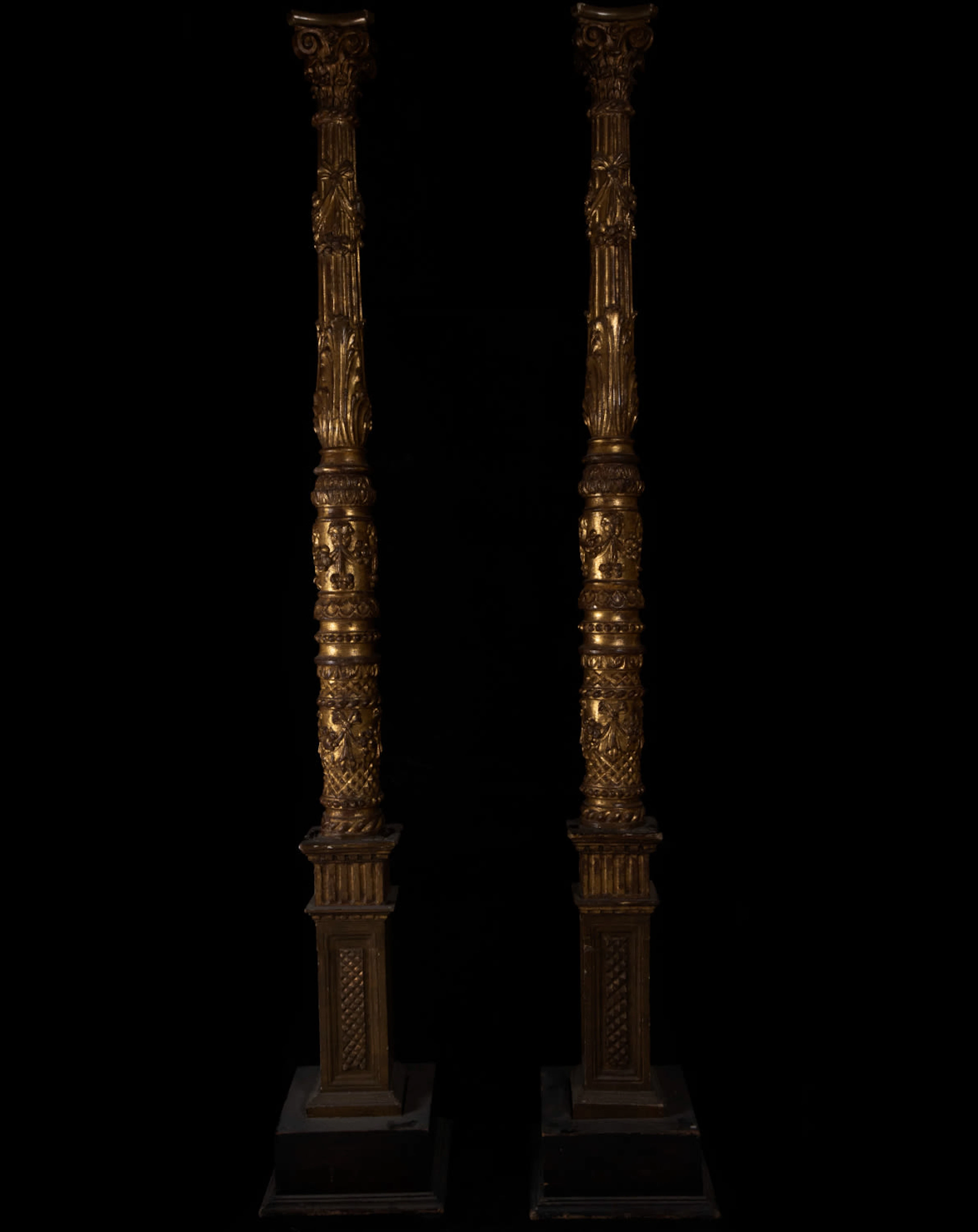 Important pair of large Italian Baroque Palace Columns, Rome 17th