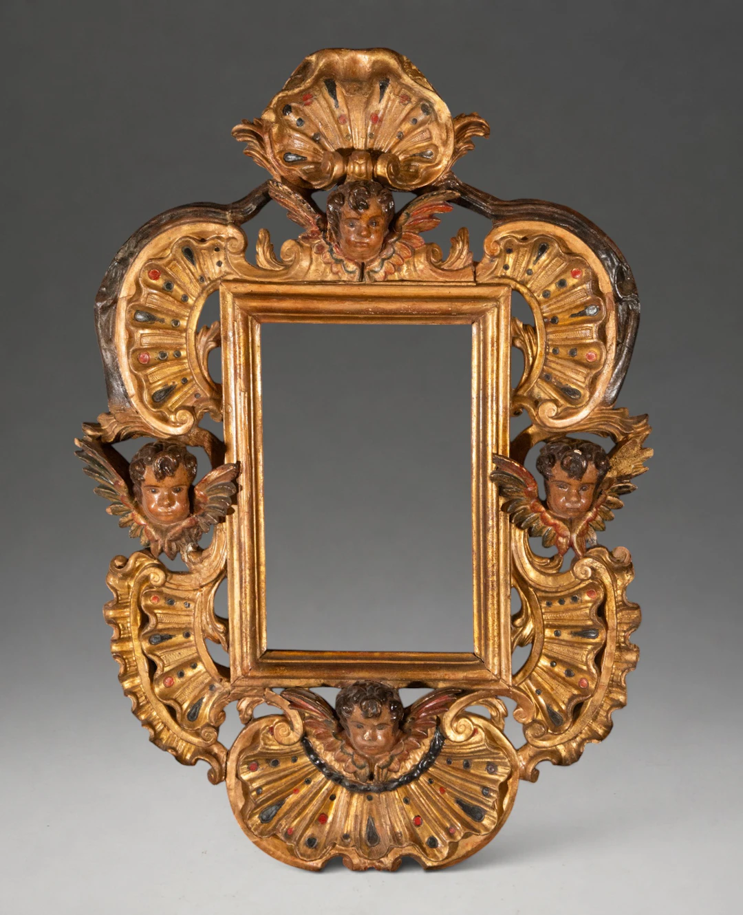 Important colonial frame, 18th century, with cherubs