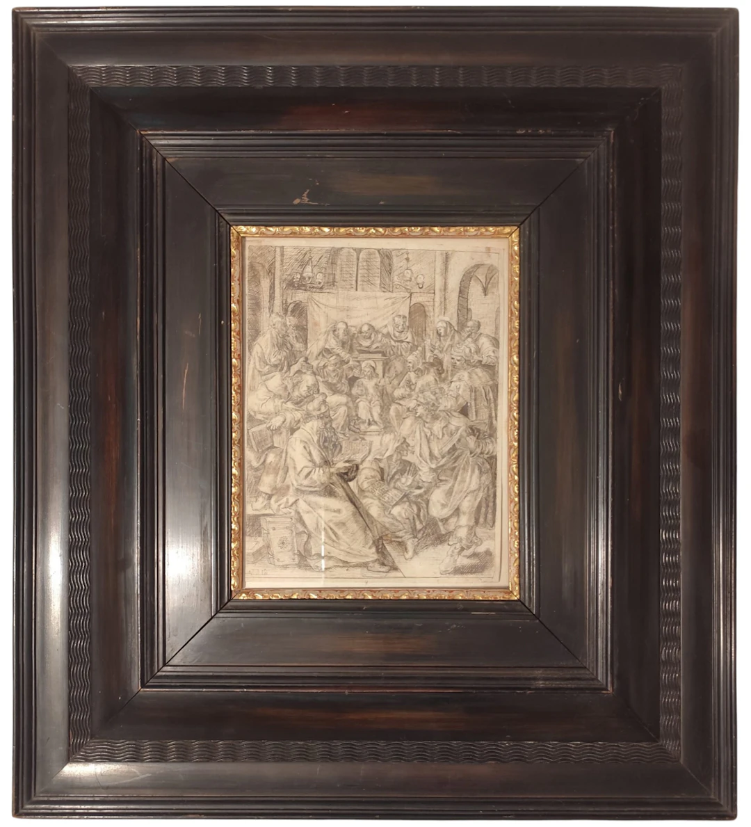 Ink Drawing Signed and Atributed to Maerten de Vos the Elder or Marten
