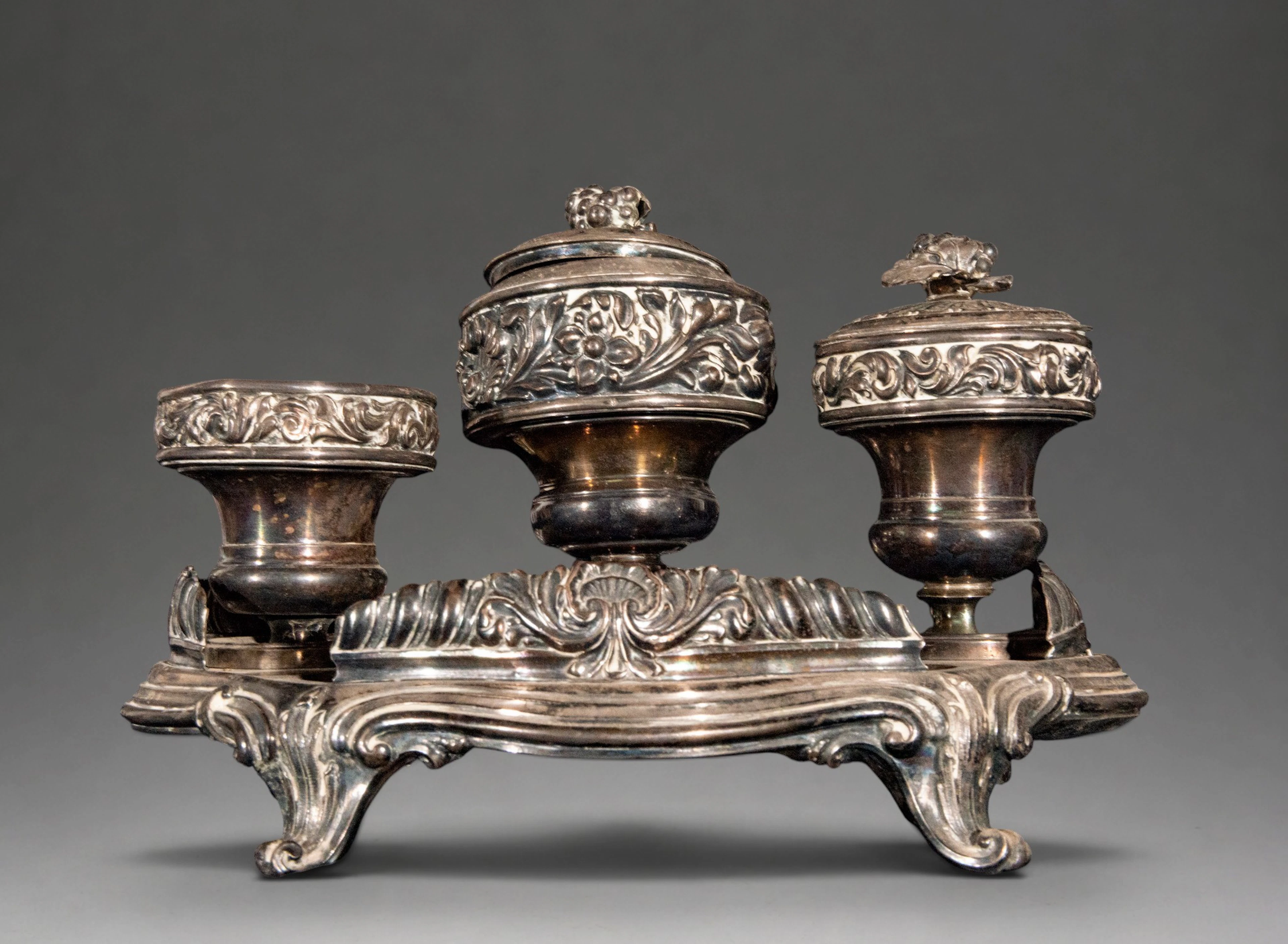 Silver writing set with punches – European school – 19th century