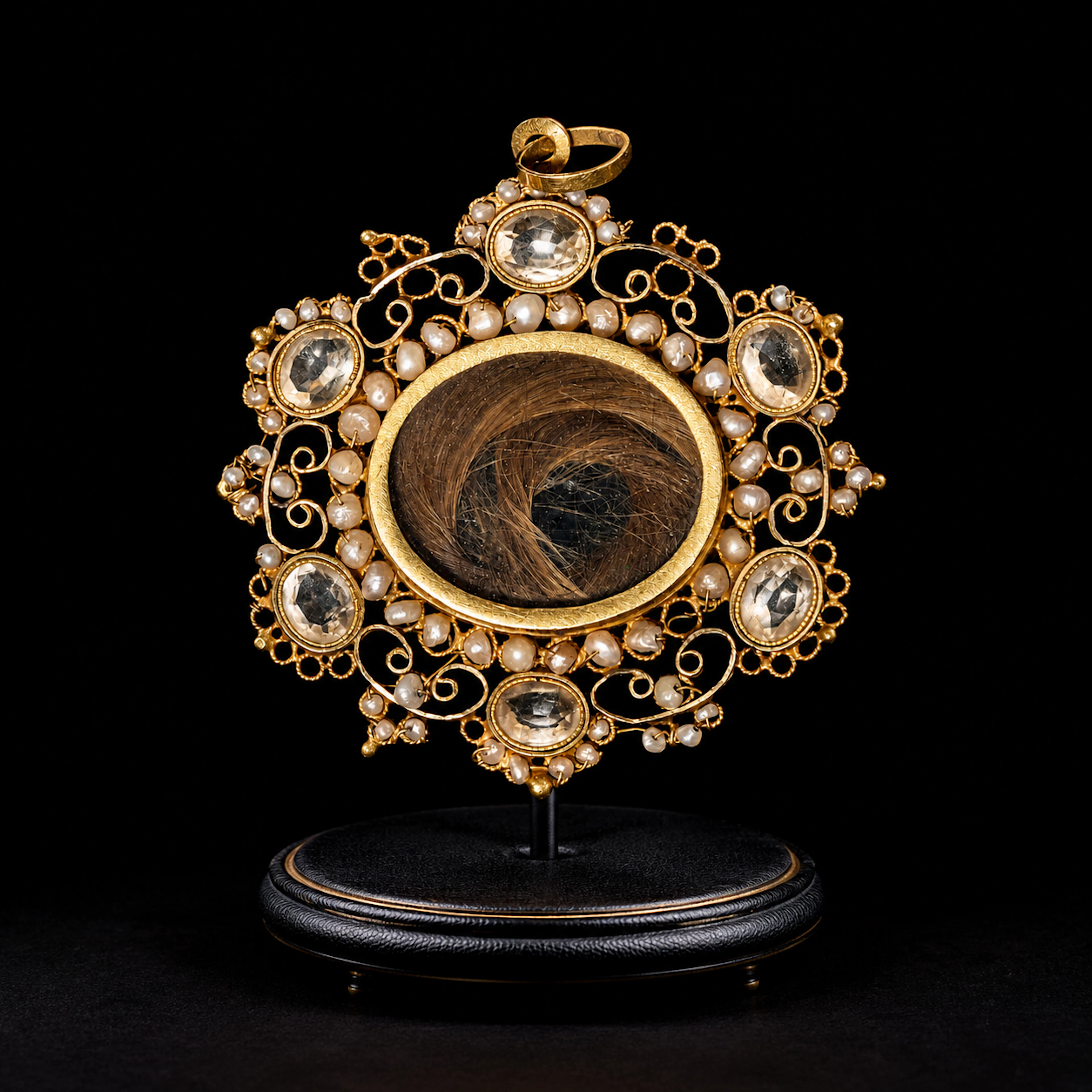 Rare and Fine Spanish or Italian 18th Century Natural Hair and 18k