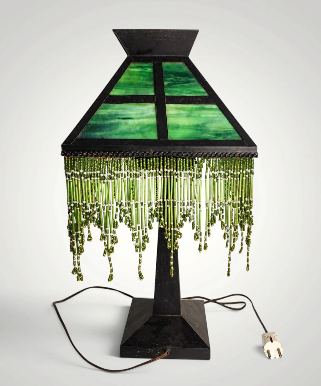 Austrian Art Deco lamp with a shade made of colored glass , 1930's Vienna