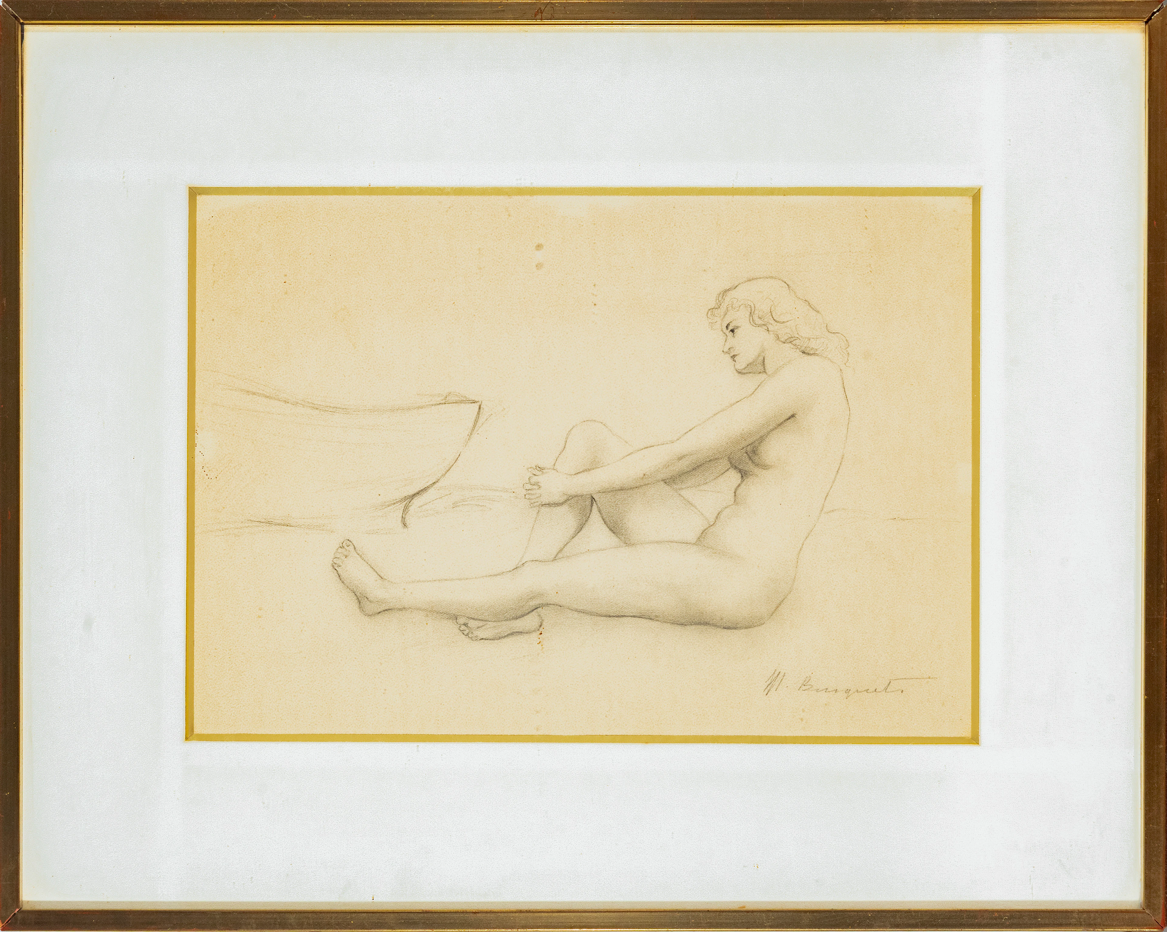 NUDE LADY IN CHARCOAL - BUSQUETS - CATALAN SCHOOL 20TH CENTURY