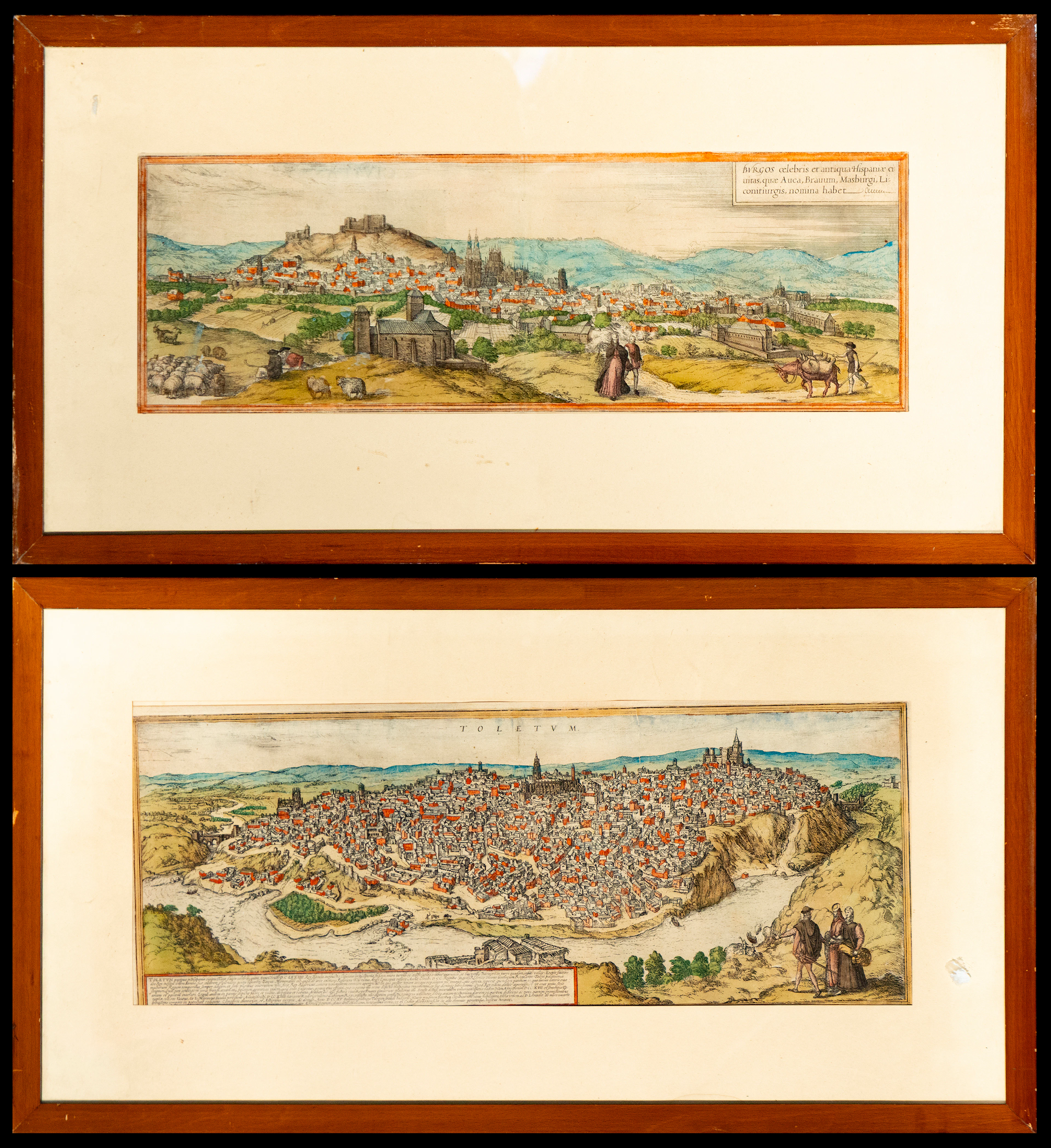 Pair of engravings depicting views of the city of Toledo. Flemish