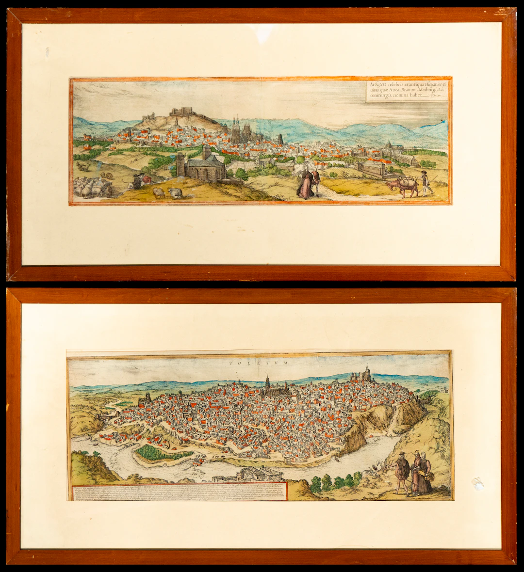 Pair of engravings depicting views of the city of Toledo. Flemish