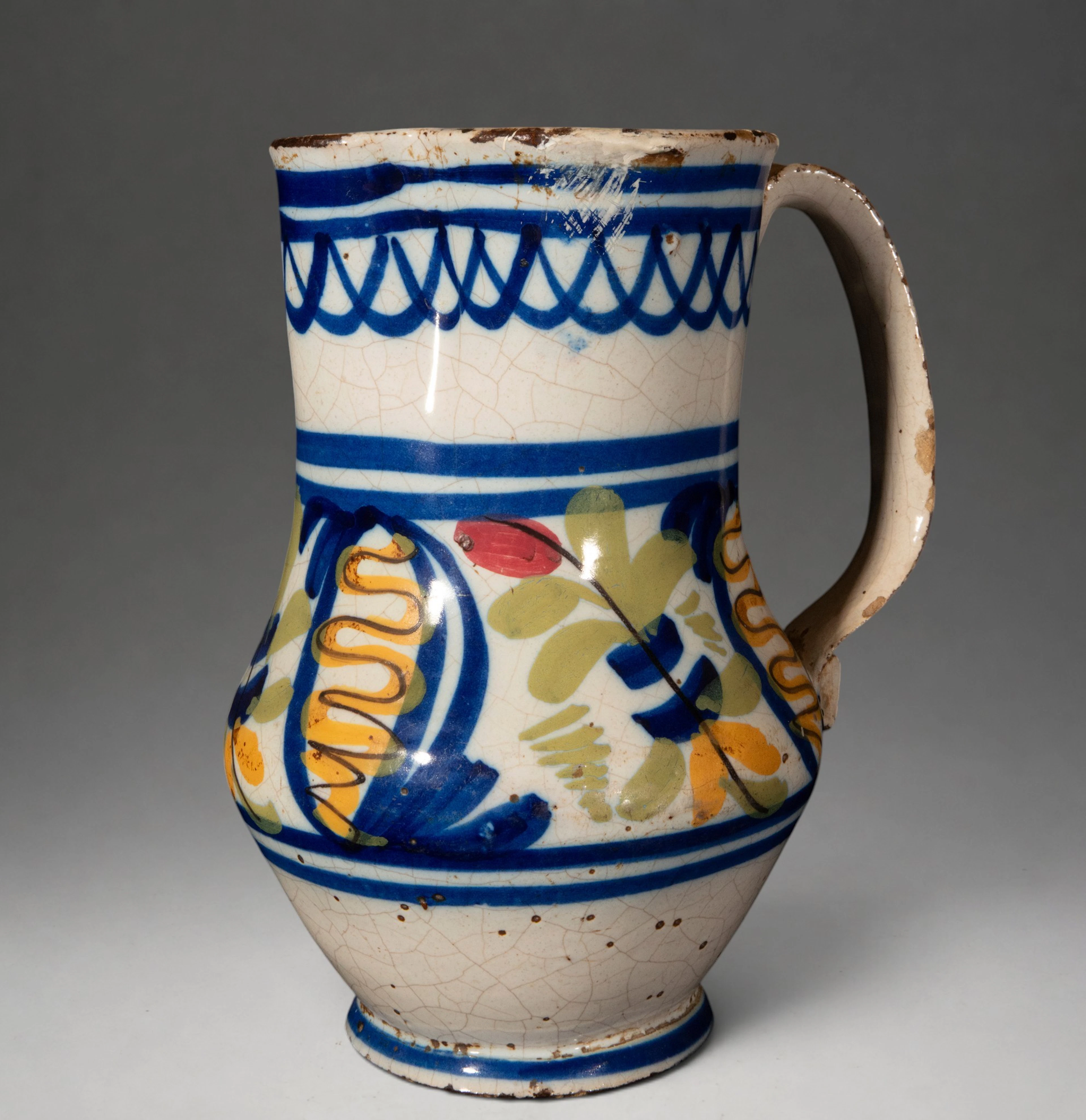 MANISES CERAMICS - Jug with polychrome vegetal and geometric decoration