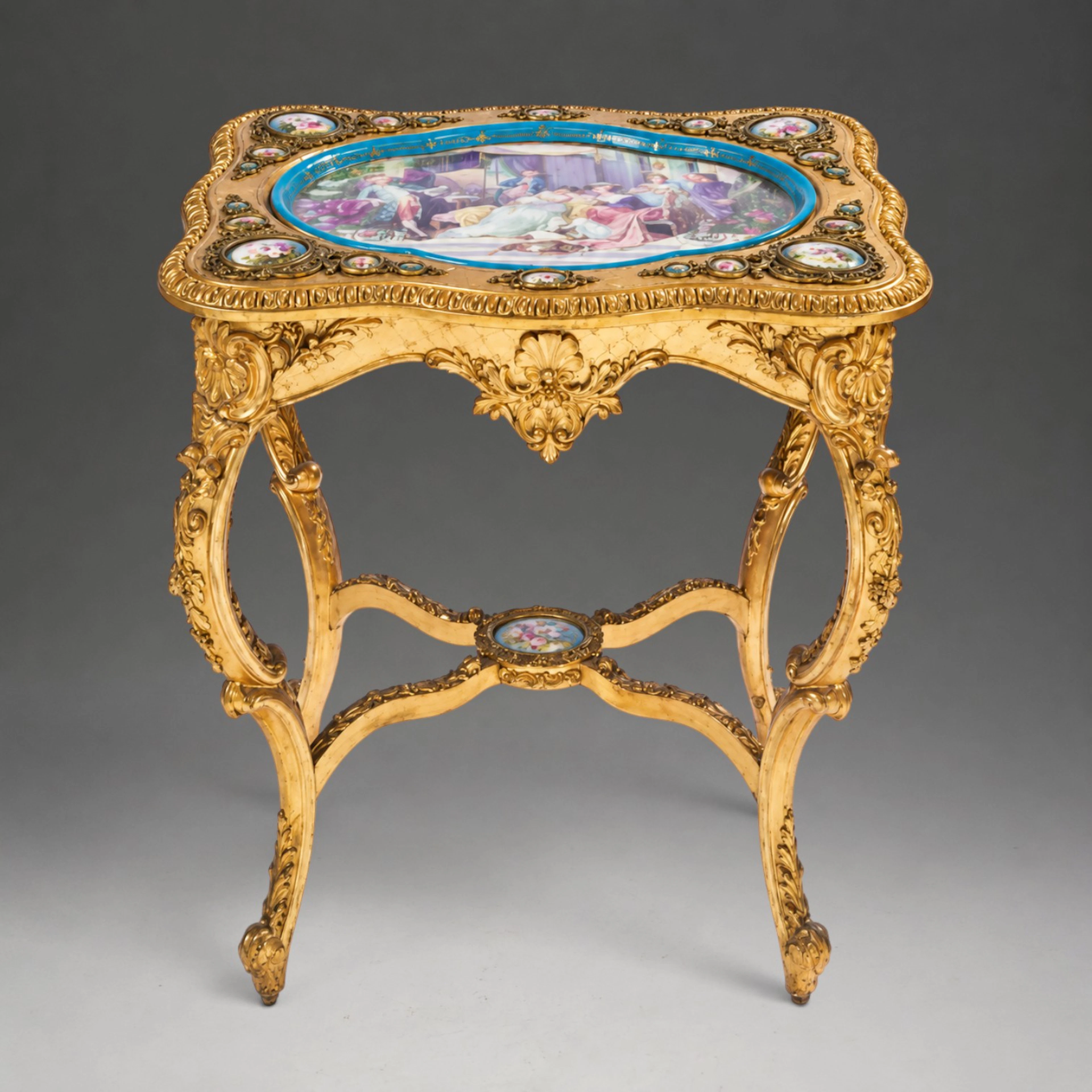 Napoleon III centre table with Royal Vienna porcelain plaques, France, c. 1870