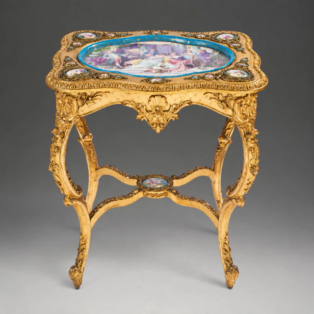 Napoleon III centre table with Royal Vienna porcelain plaques, France, c. 1870