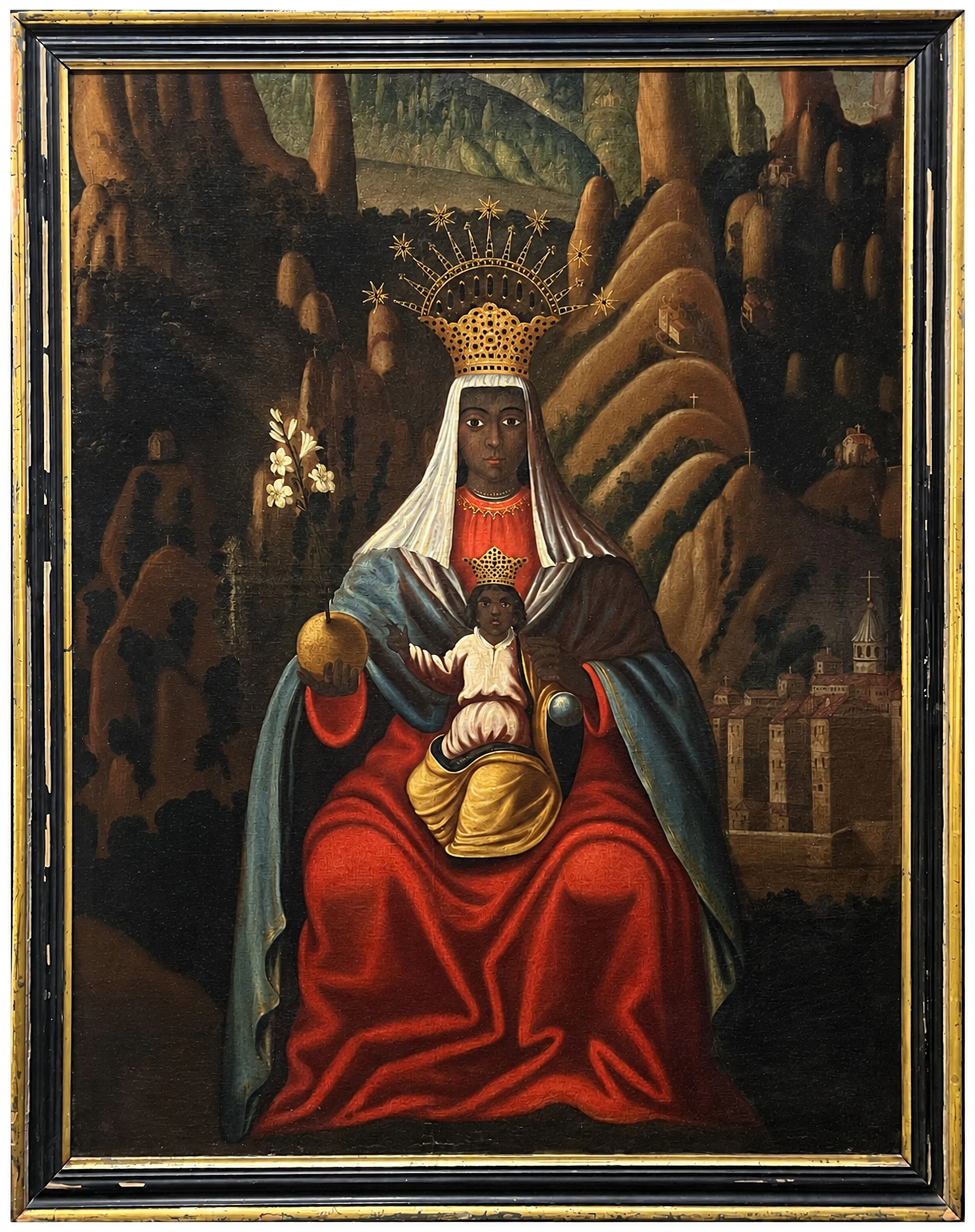Large Virgin of Montserrat colonial - Cuba or Puerto Rico, 18th century
