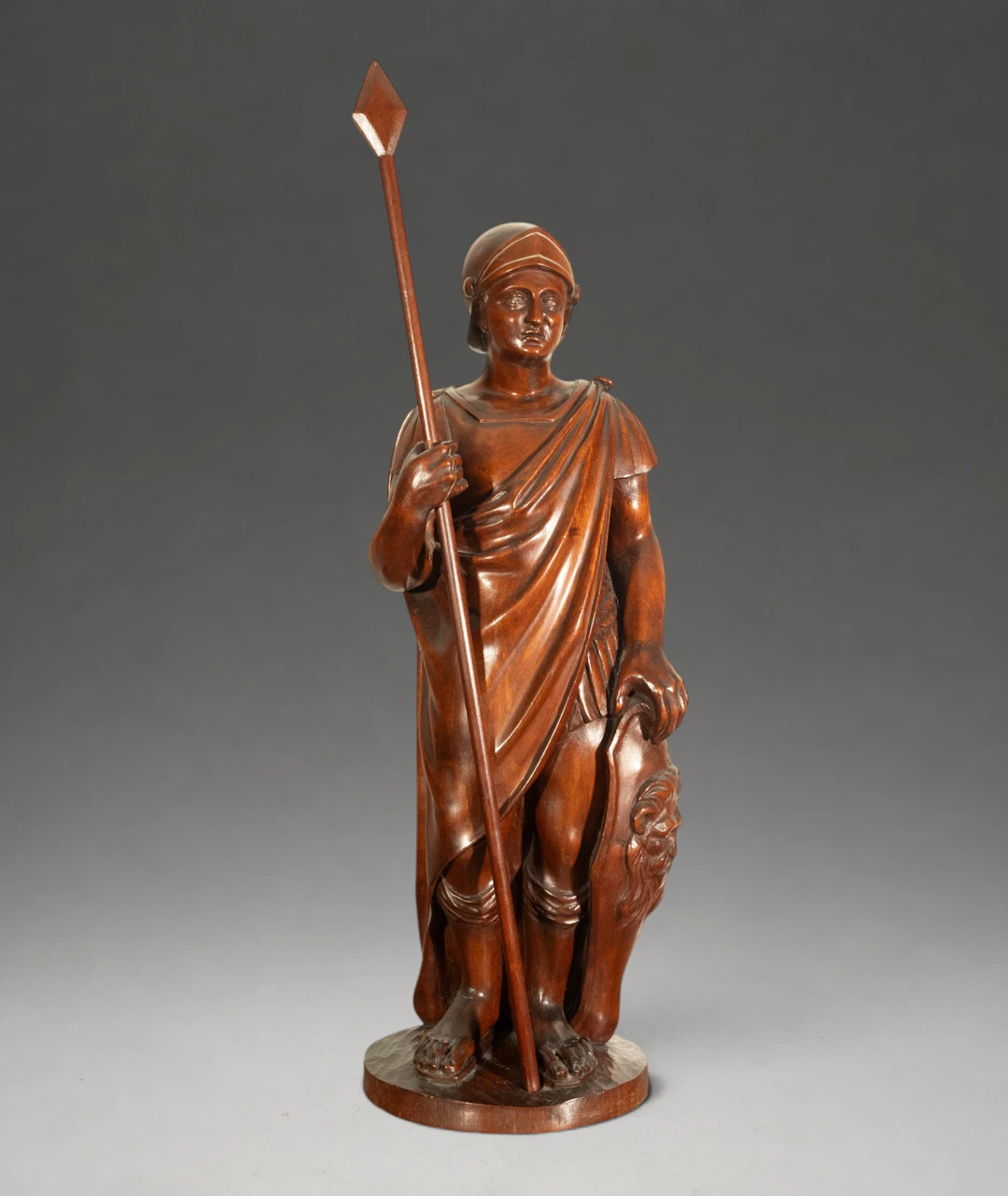 ROMAN LEGIONARY SCULPTURE IN FRUIT TREE WOOD, 19TH CENTURY