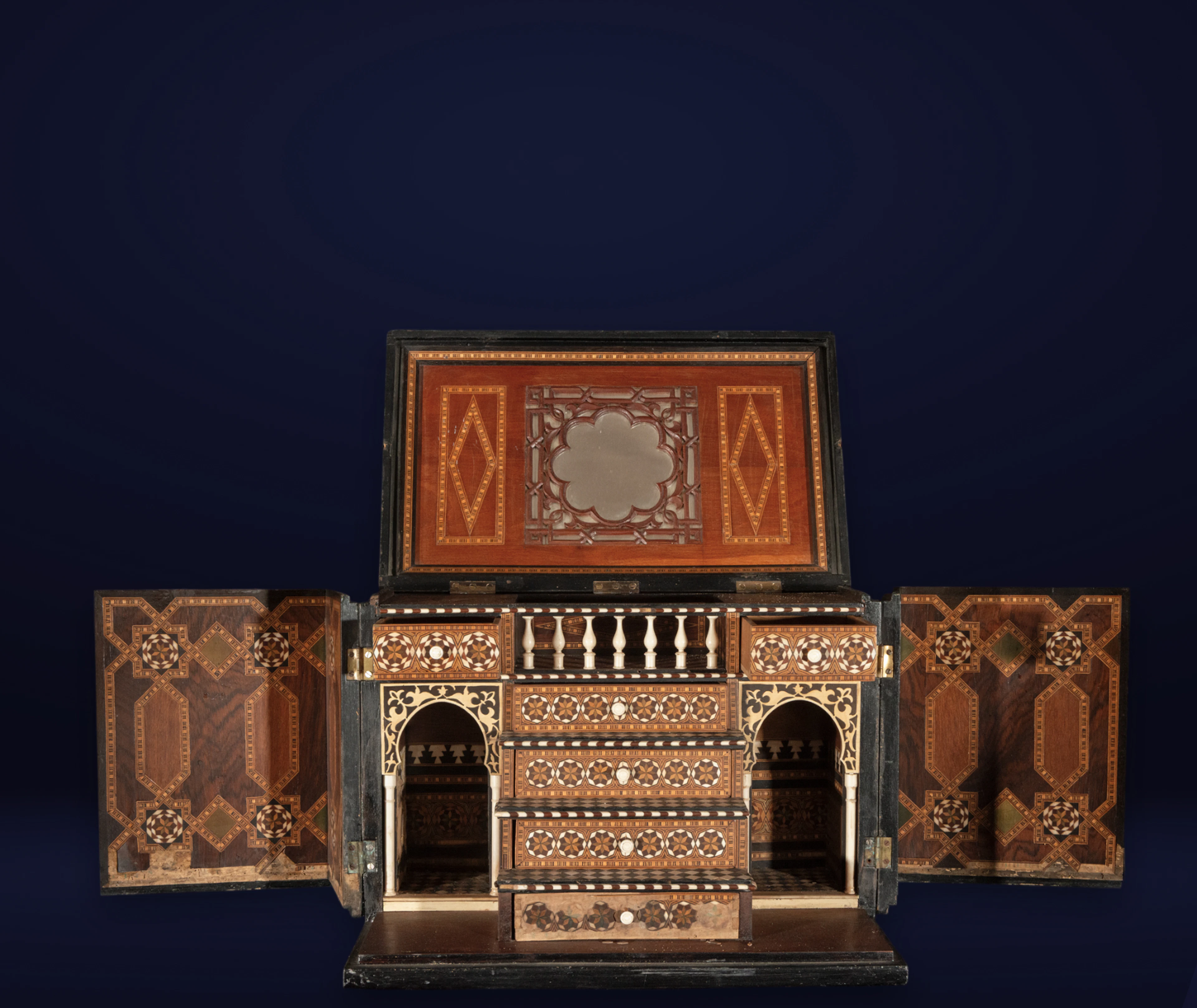 Exceptional Granada bargueño in Nasrid style inlay, late 19th century